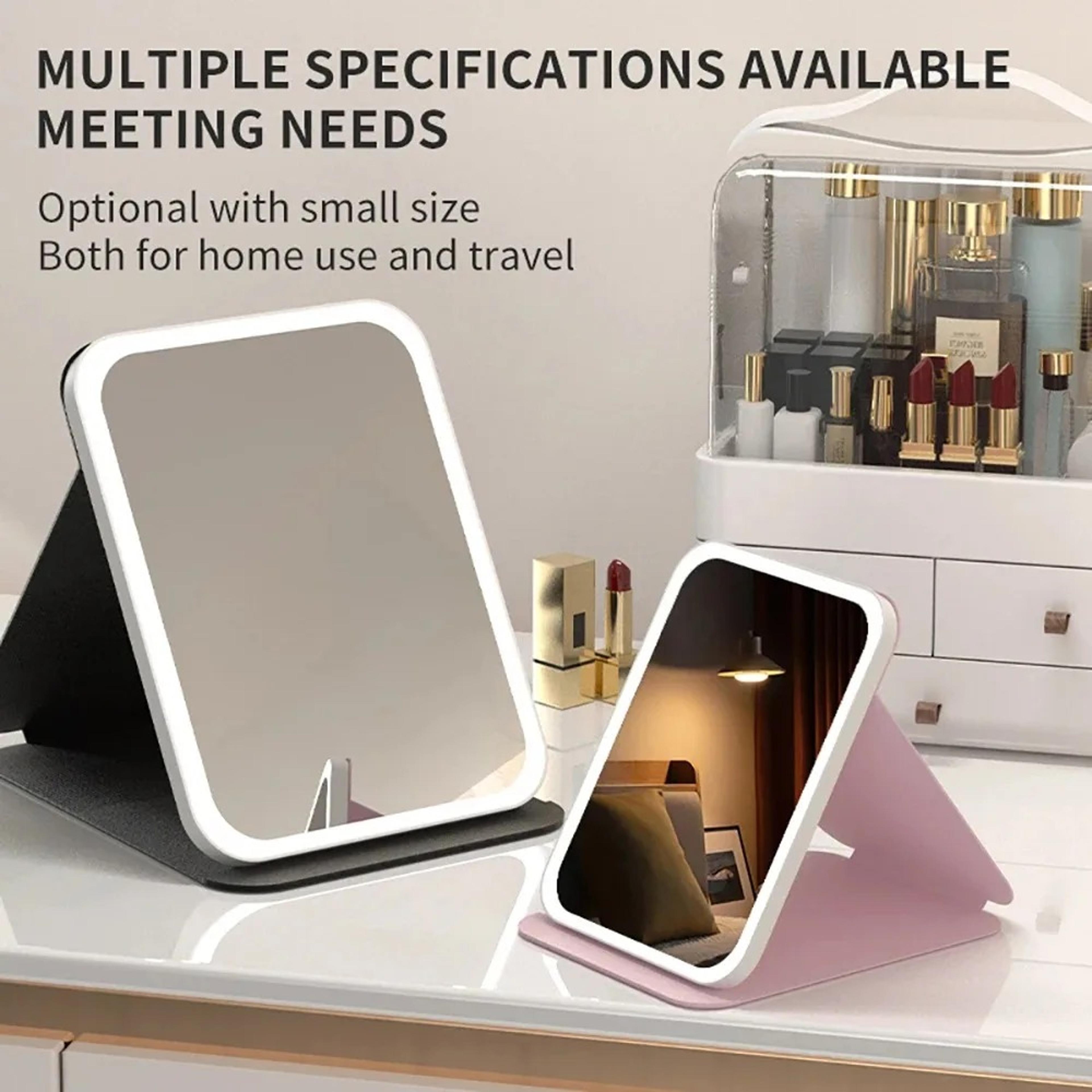 portable led makeup mirror with light modes usb rechargeable foldable travel vanity mirror
