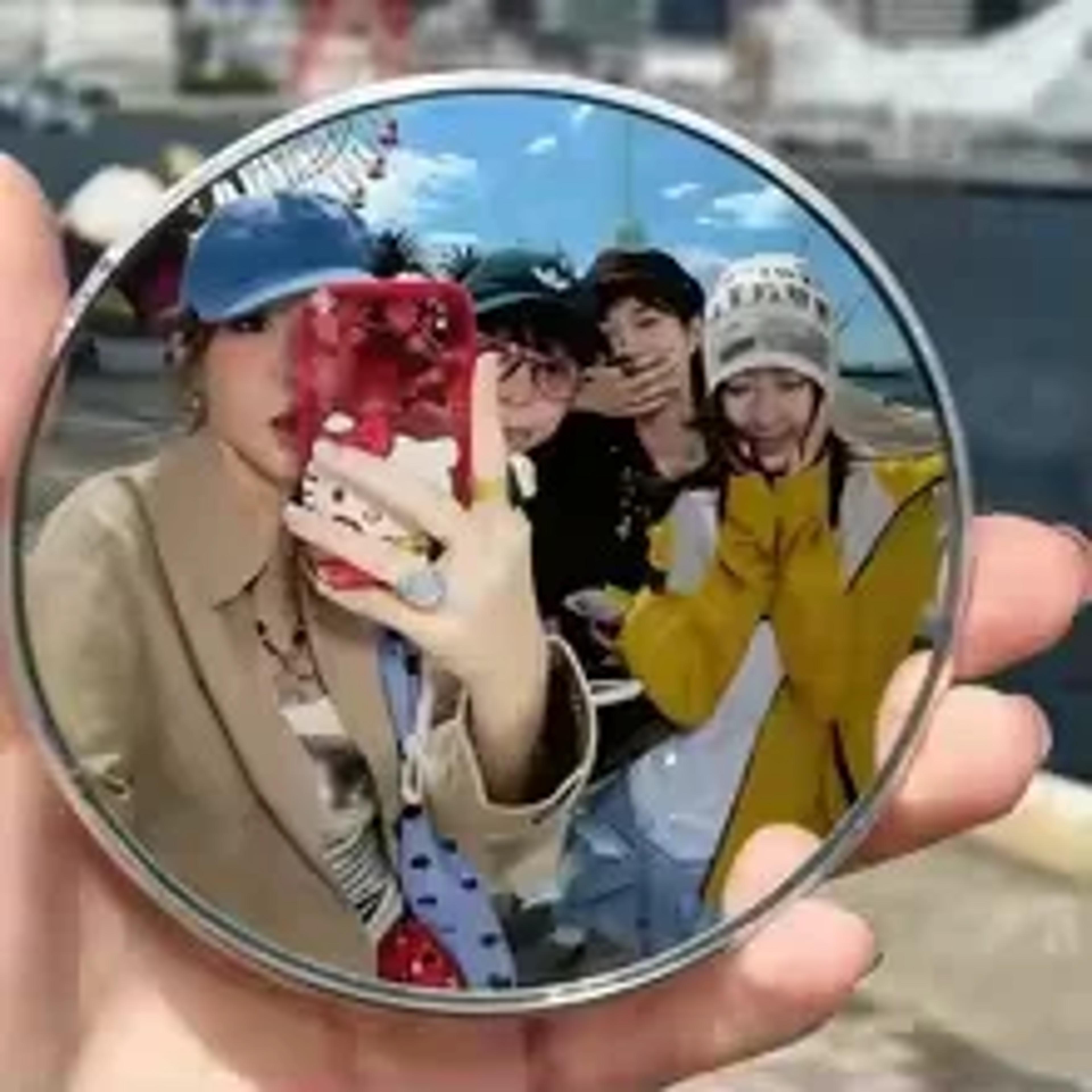 portable travel selfie mirror convex handheld makeup mirror for photography & touch ups