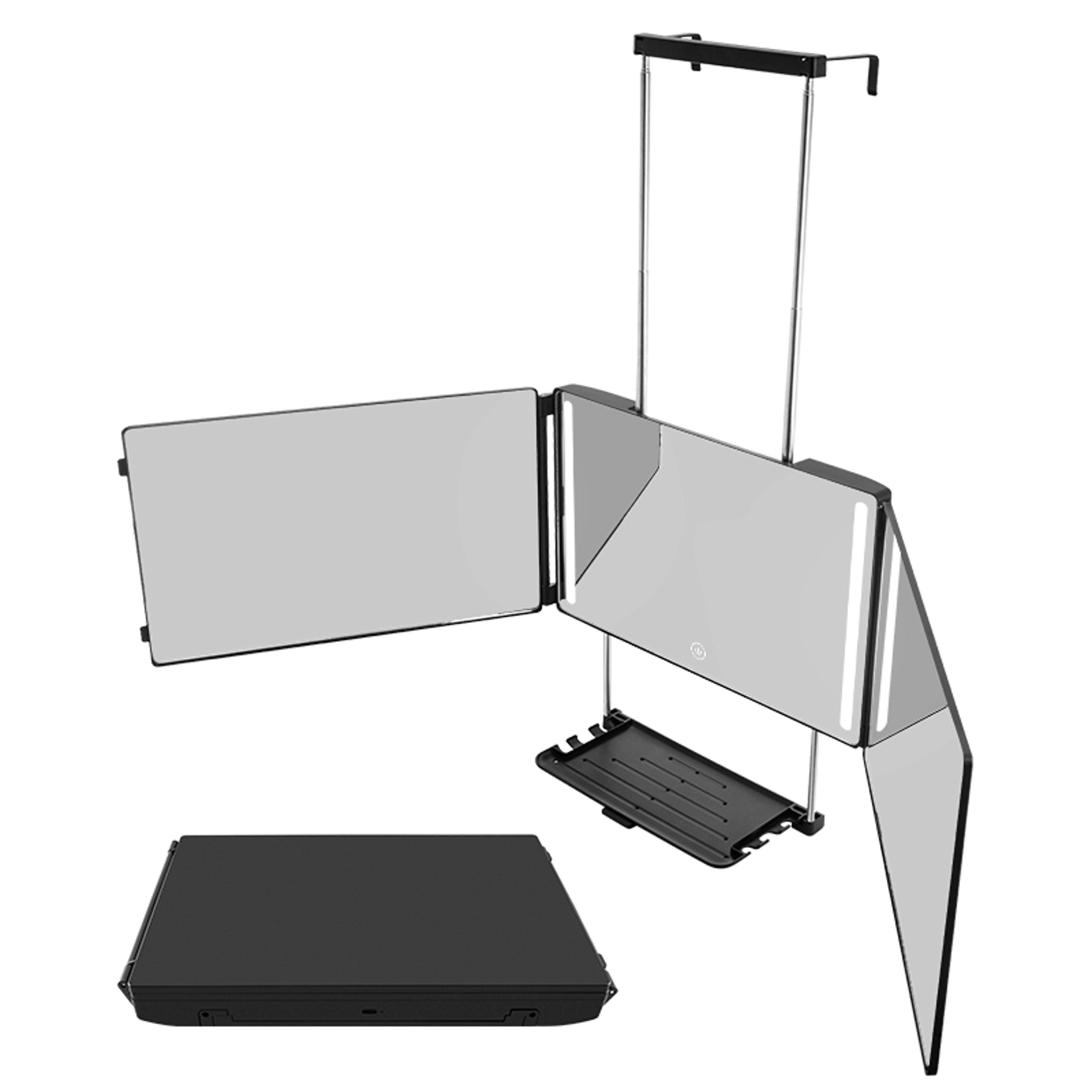 miss meeca haircut mirror with led lights & tray self grooming makeup mirror