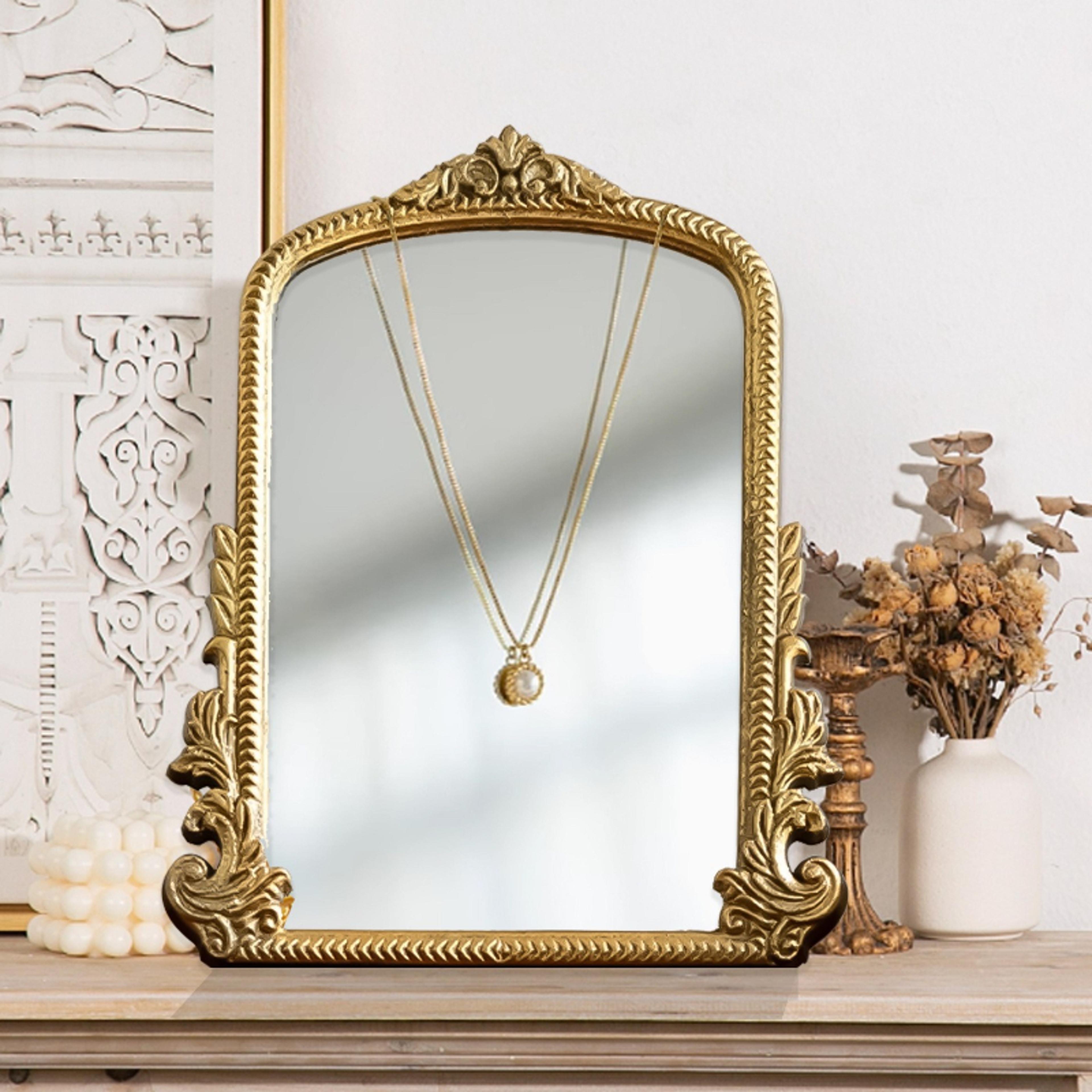 vintage baroque wall mirror gold arched ornate vanity mirror for bedroom & living room