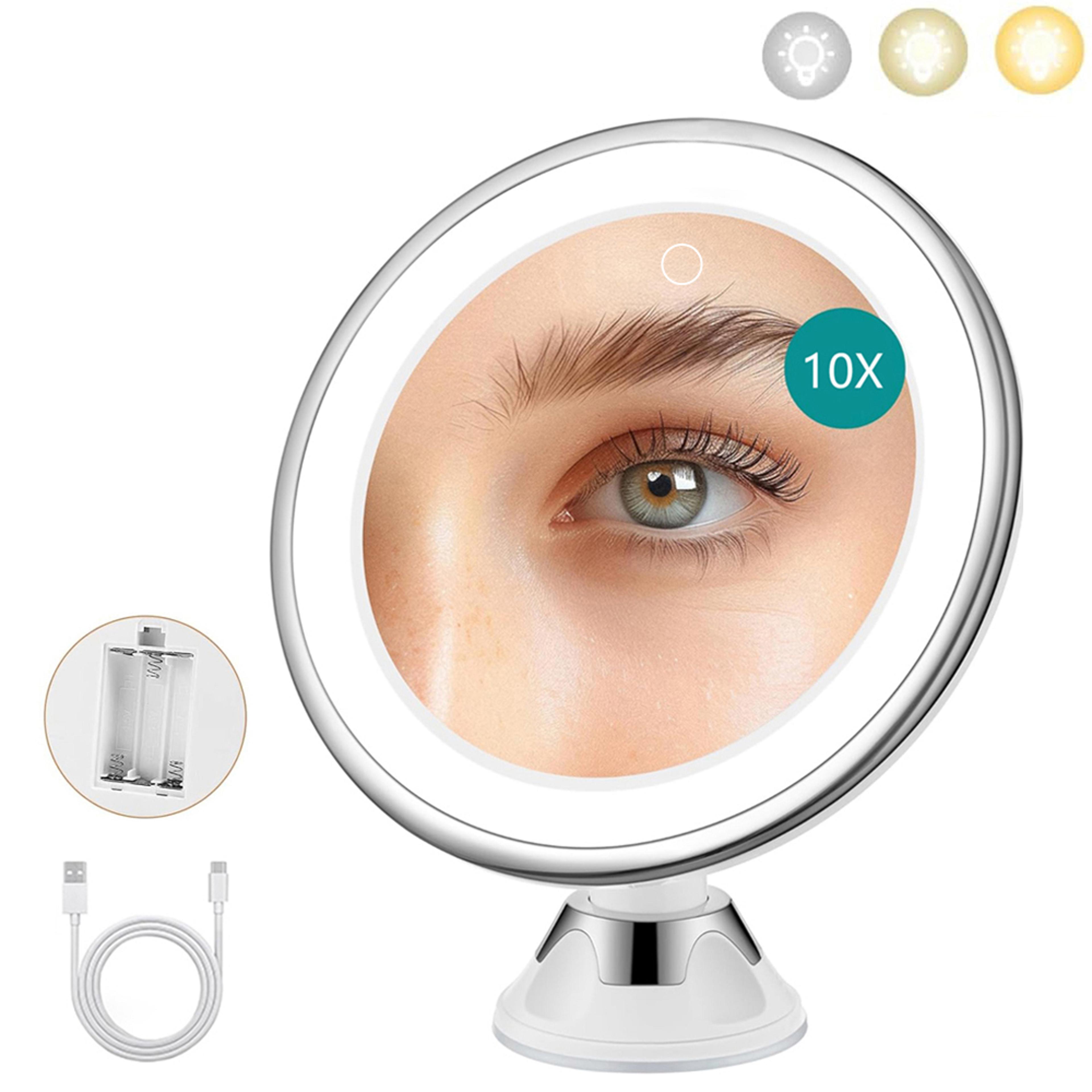 magnifying makeup mirror with lights, color led suction cup travel vanity mirror