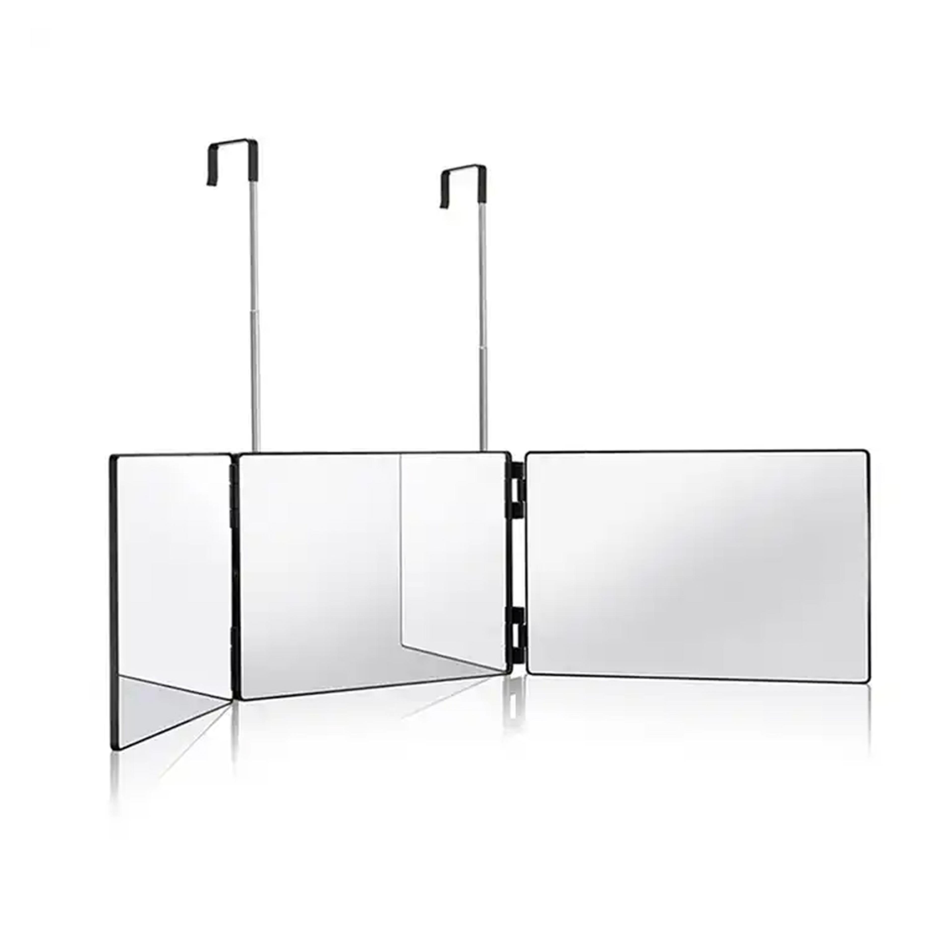 way mirror trifold vanity mirror with adjustable hook for hair cutting & makeup