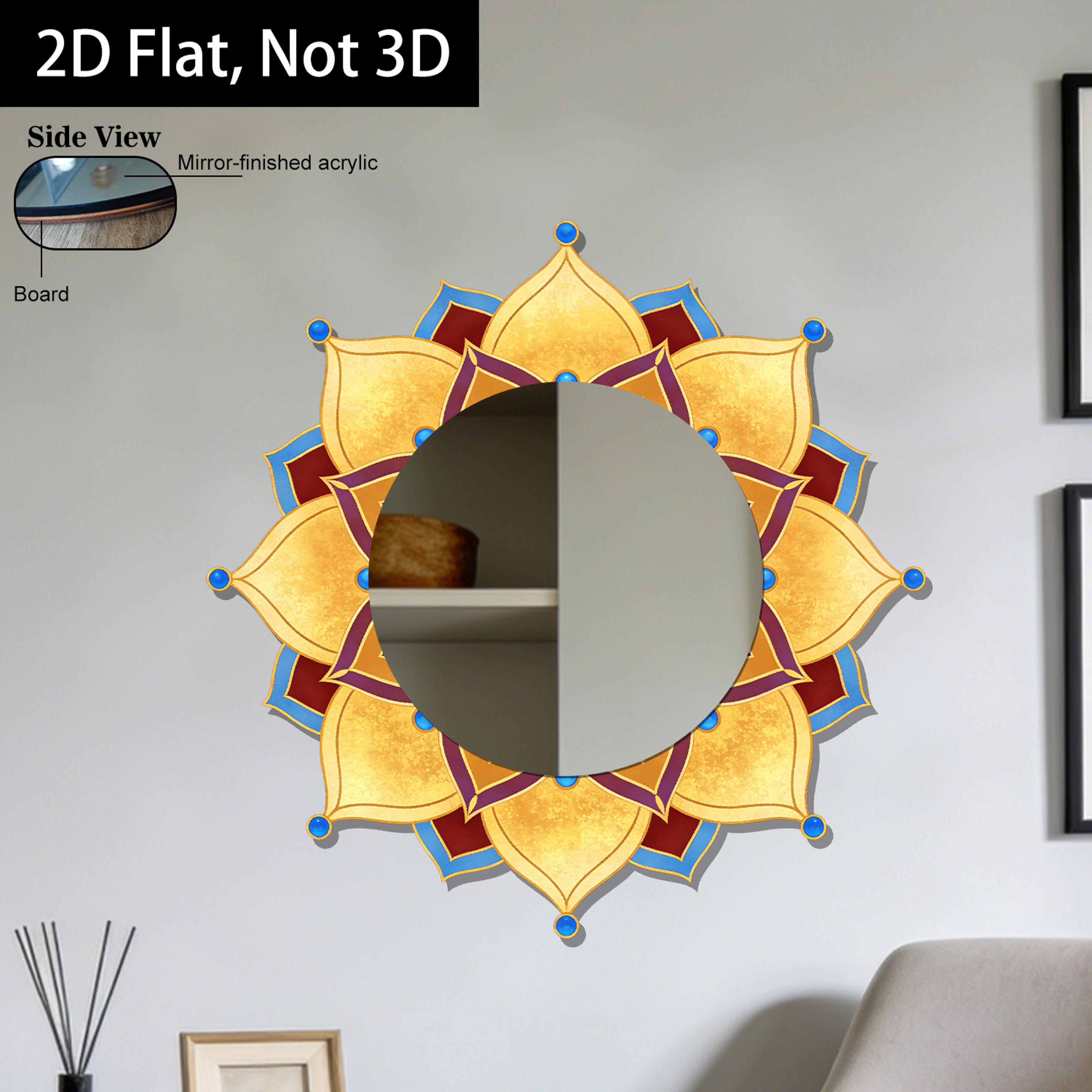 mandala wall mirror acrylic floral decor for yoga room, living room & office