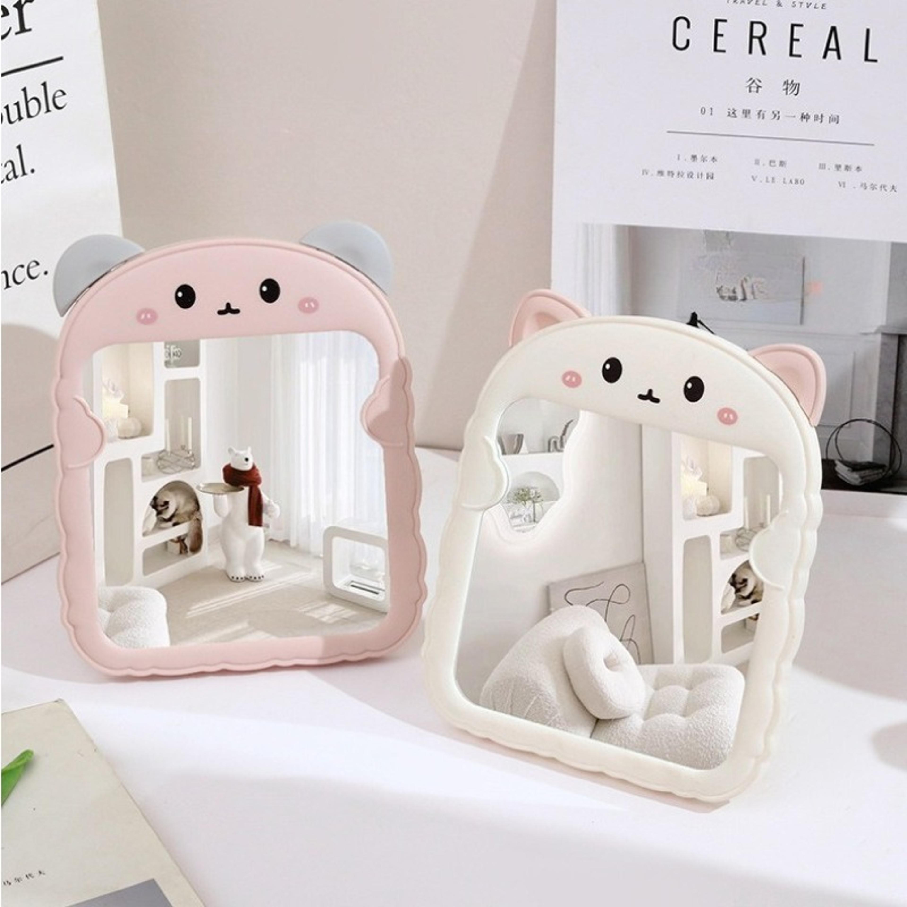 cute cat ear makeup mirror folding desktop vanity mirror for makeup, skincare & travel
