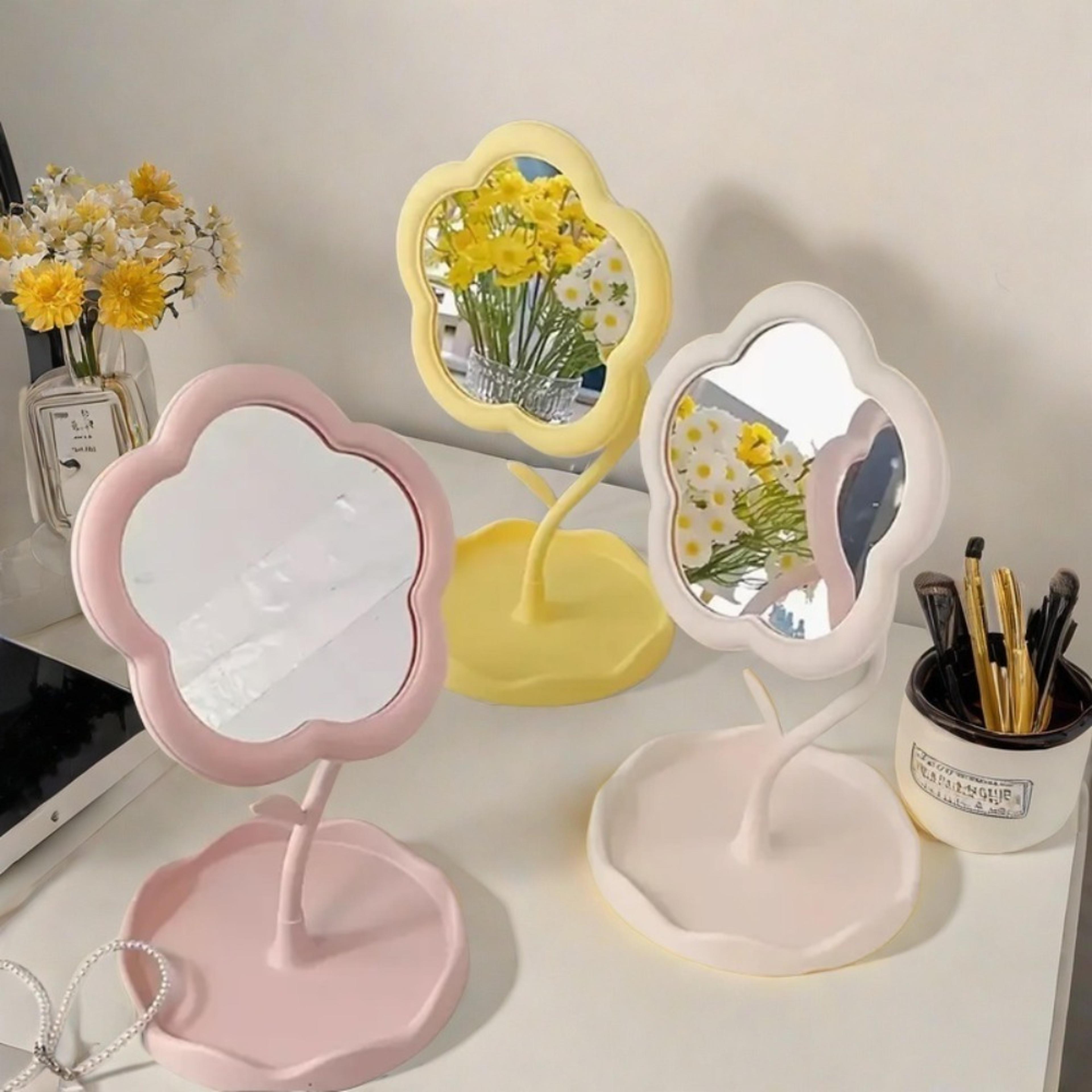 sunflower makeup mirror with storage tray 360 swivel vanity mirror for bedroom & dressing table
