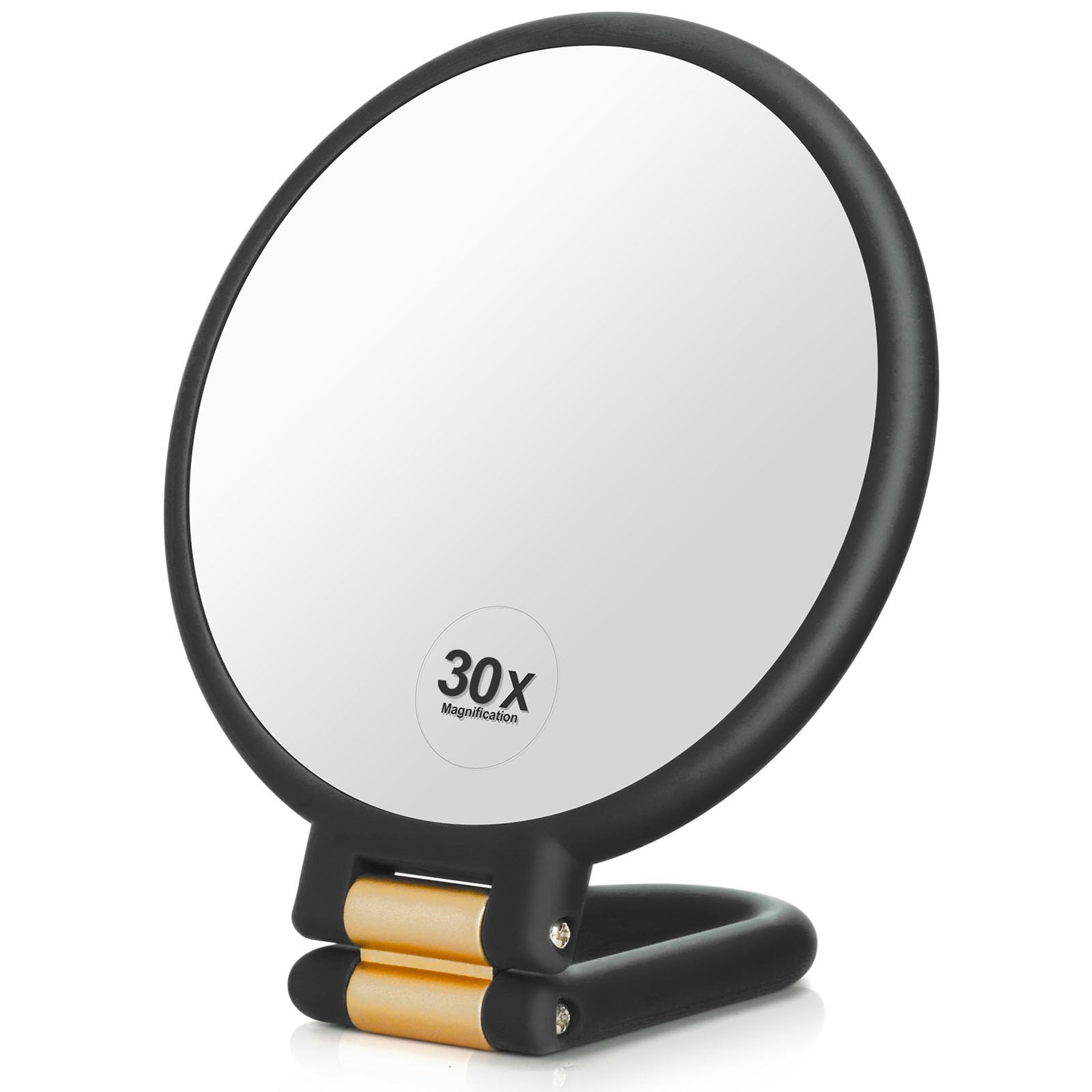 magnifying mirror double sided makeup mirror with 360° adjustable stand and handheld design