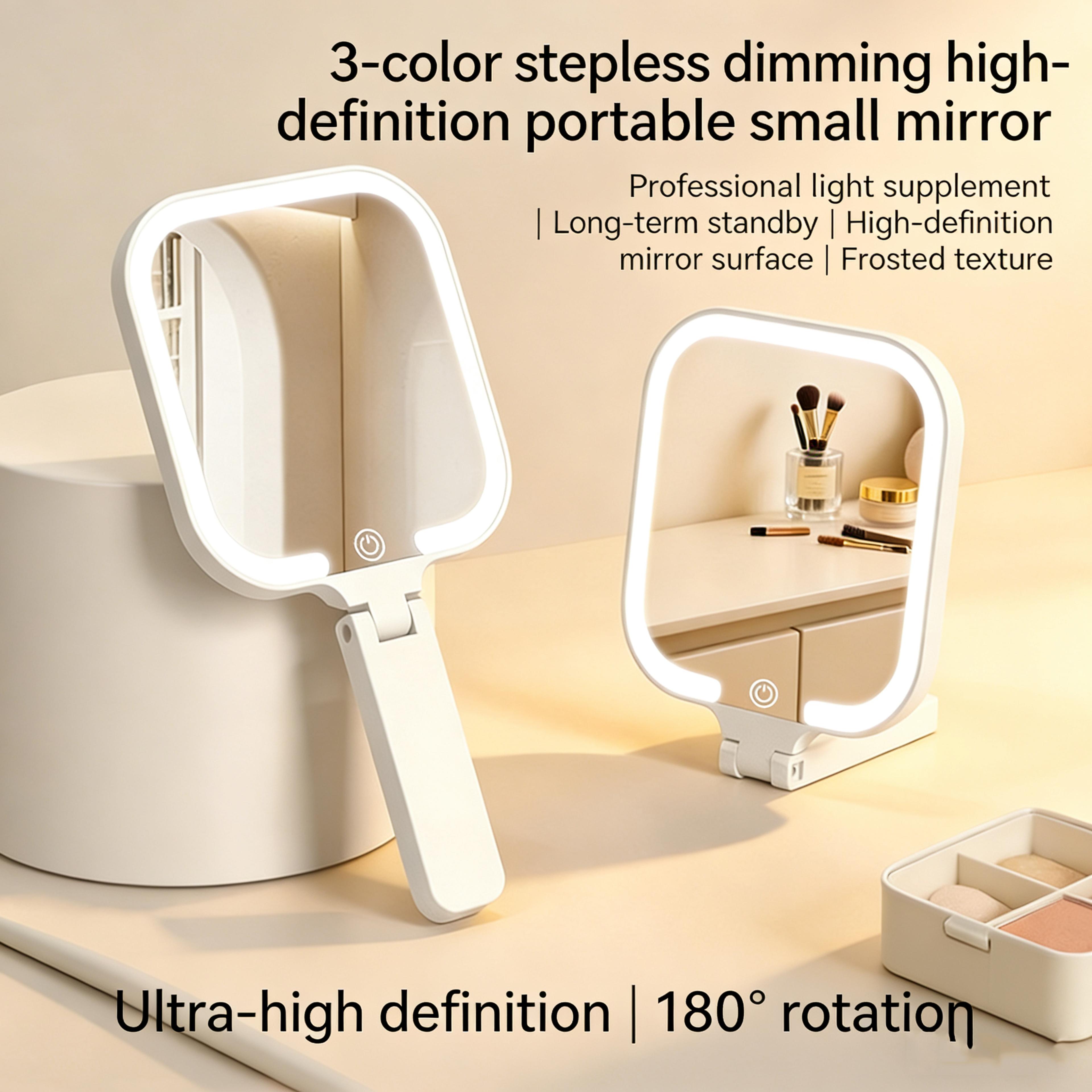 led makeup mirror rechargeable portable vanity mirror with touch control & 180° foldable stand
