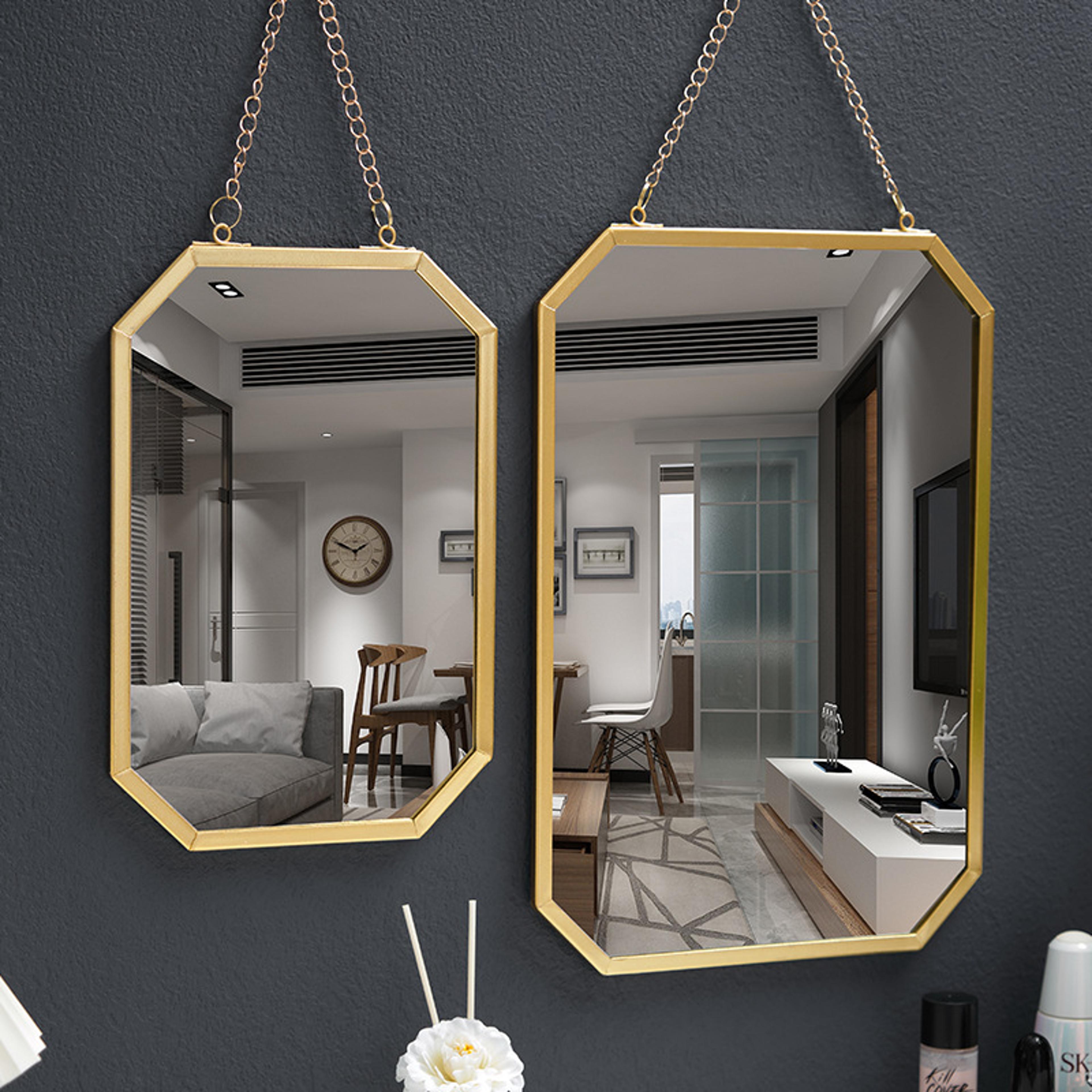 nordic wall mounted mirror with metal frame for bathroom vanity, bedroom & entryway