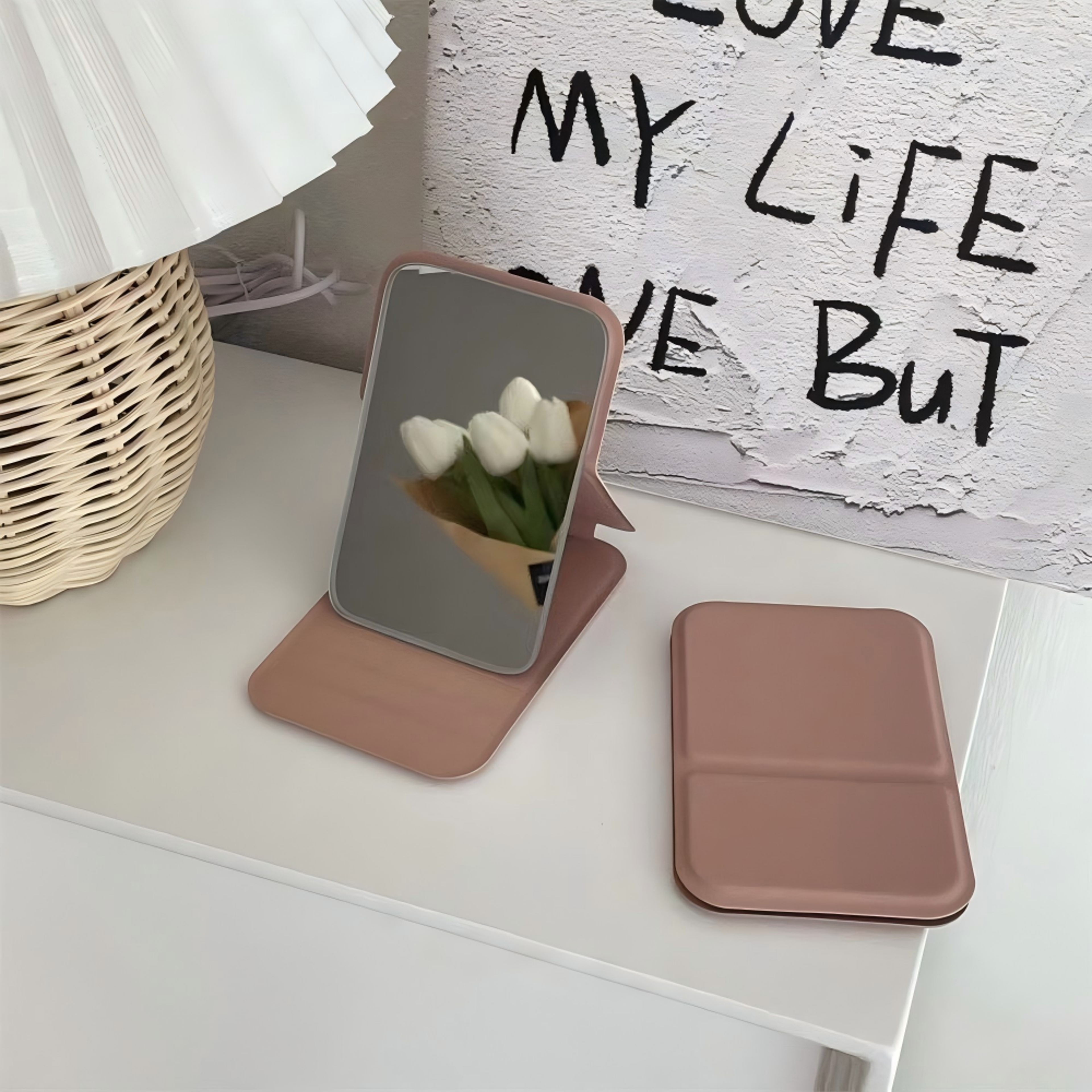 portable makeup mirror folding travel vanity mirror compact handheld mirror for home dorm & travel