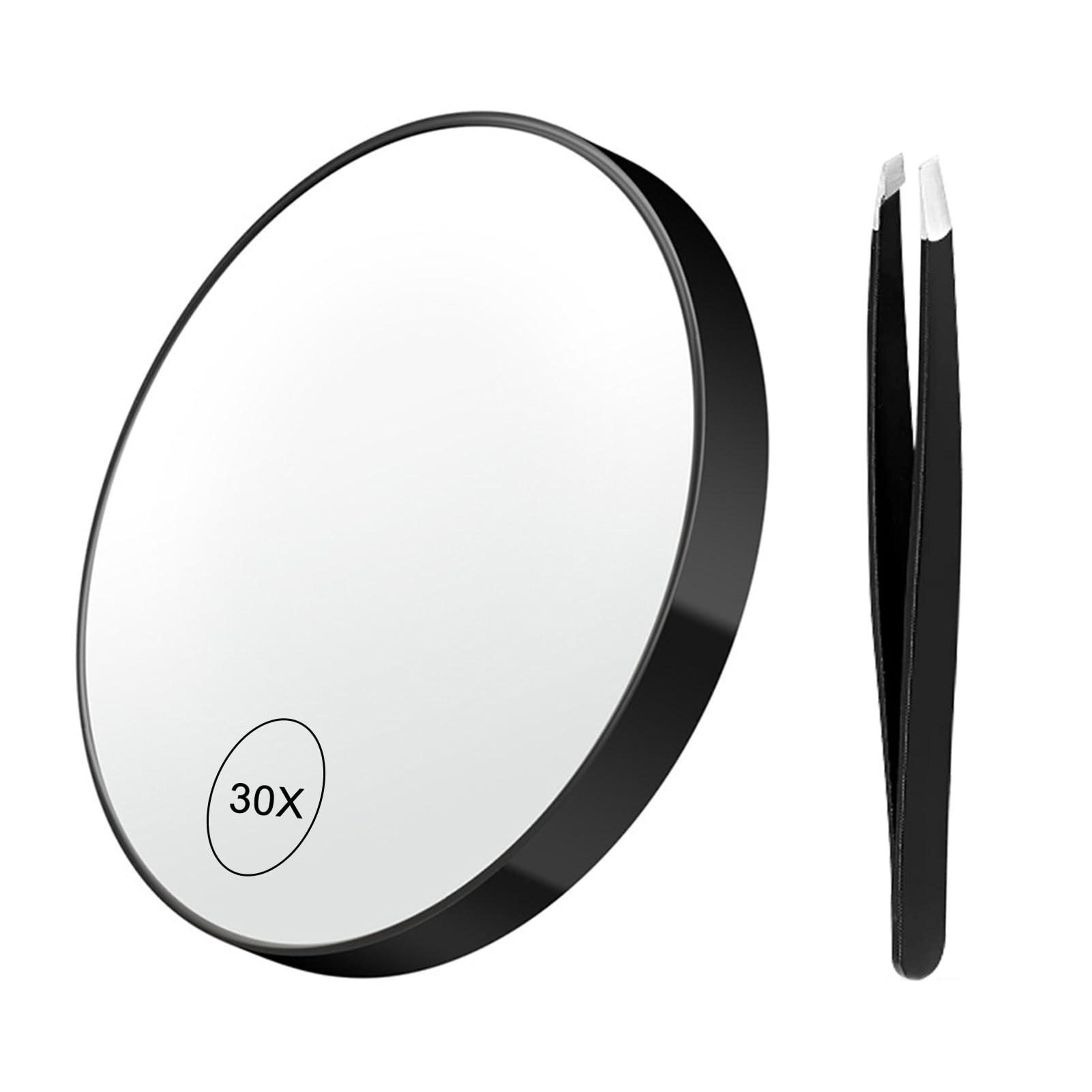 magnifying mirror with suction cups & tweezers portable travel makeup mirror