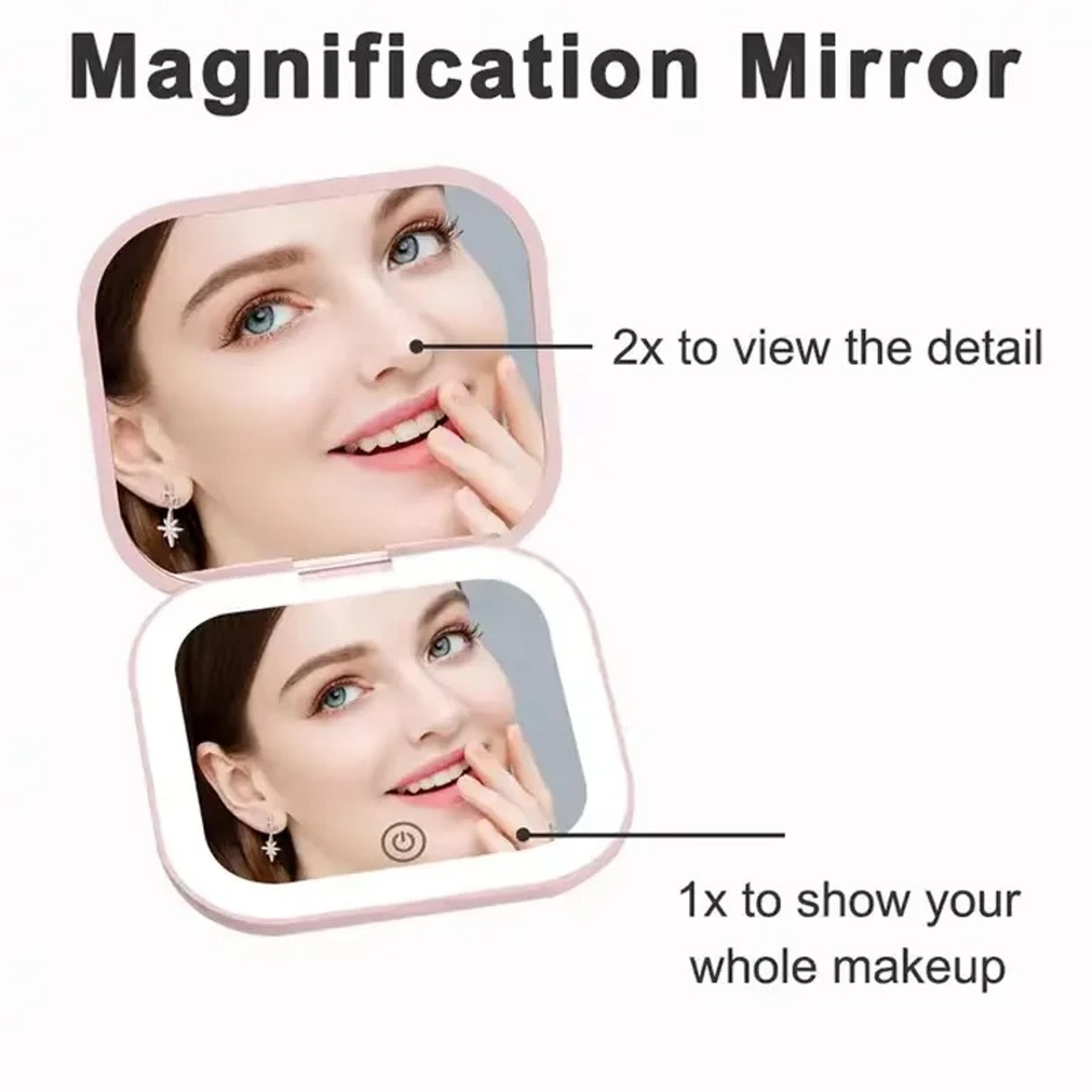 led compact mirror with light magnifying travel makeup mirror for purse & pocket
