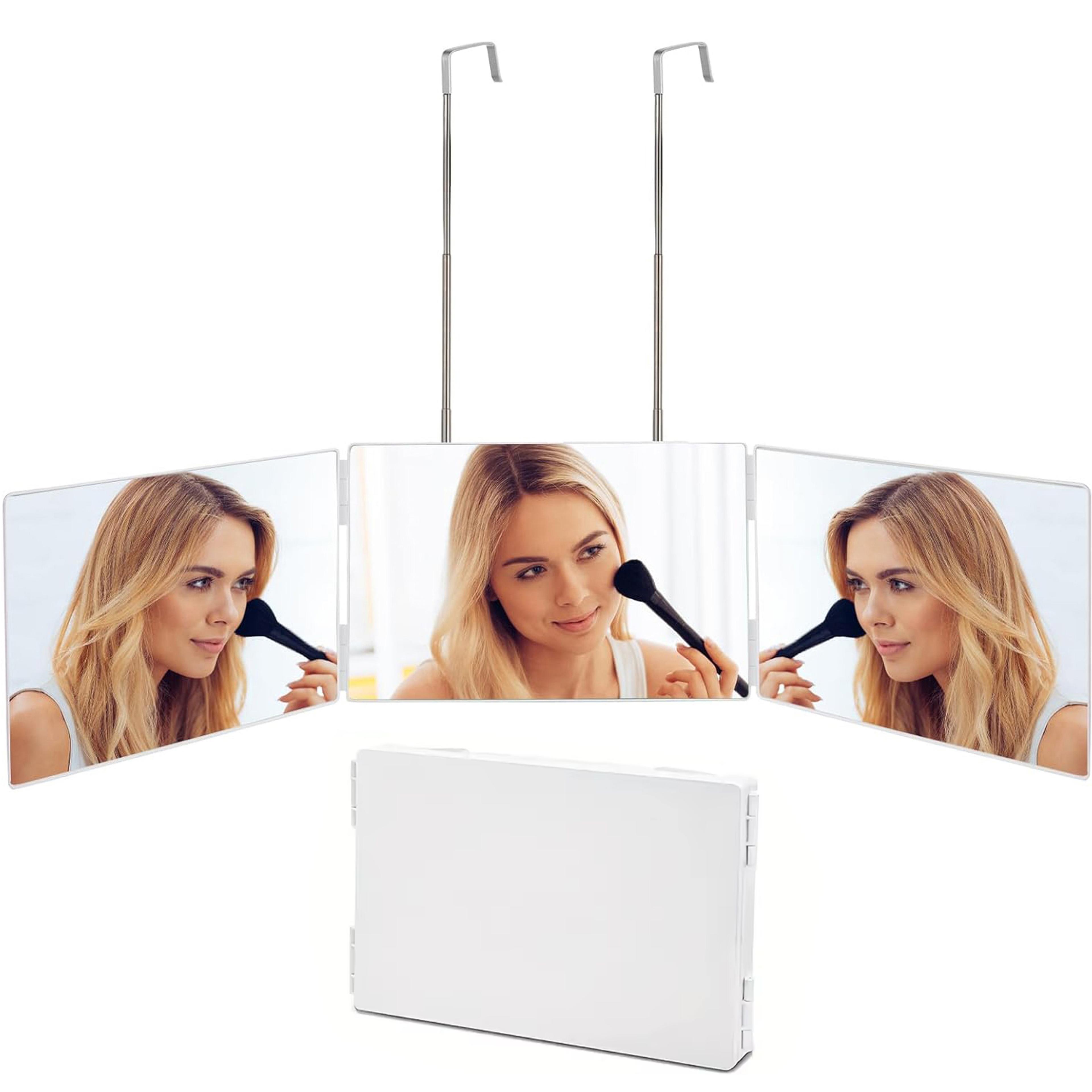 portable 3 way mirror for self haircuts 360 viewing hair cutting mirror with adjustable hooks