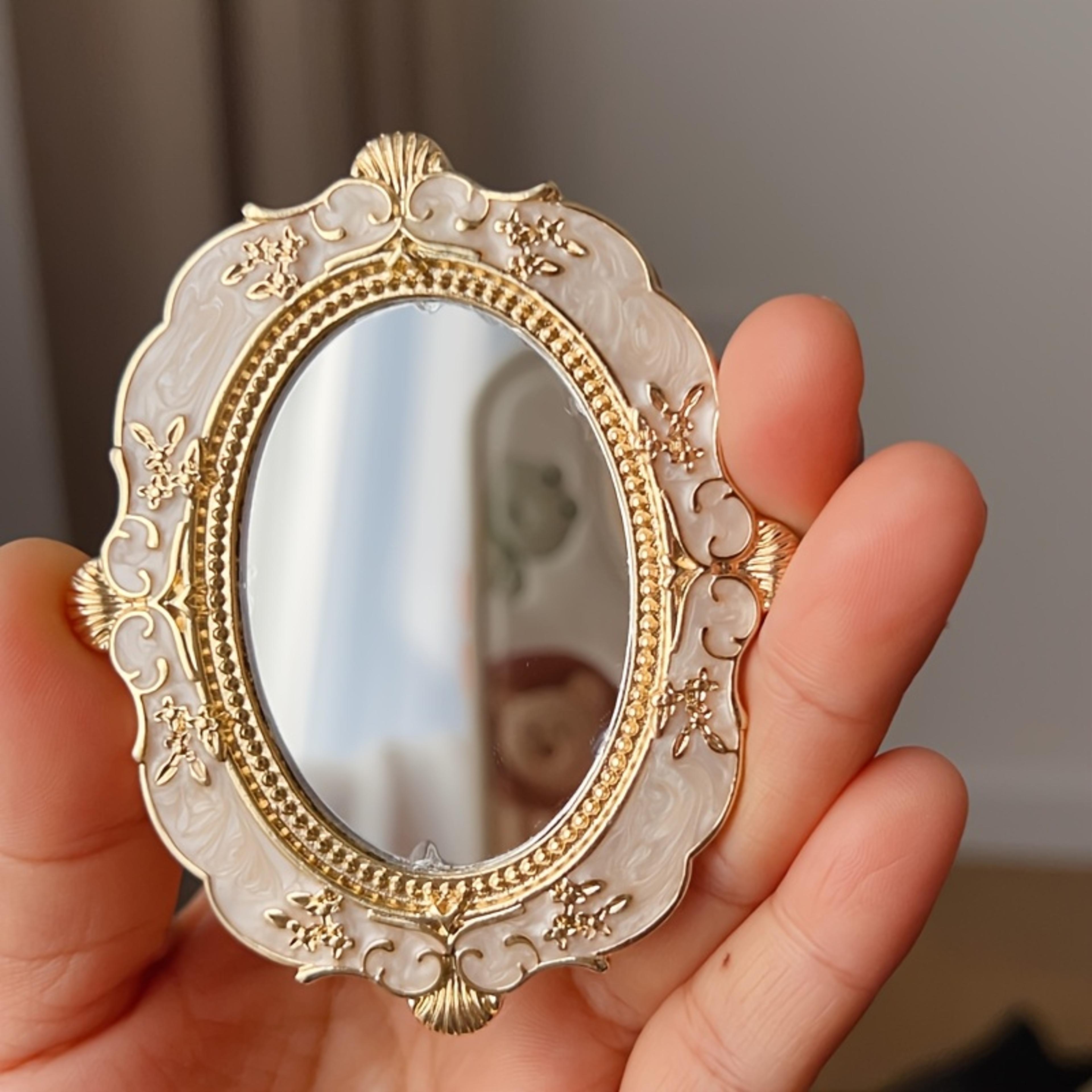 vintage hand mirror with floral metal frame decorative vanity mirror for makeup & dressing