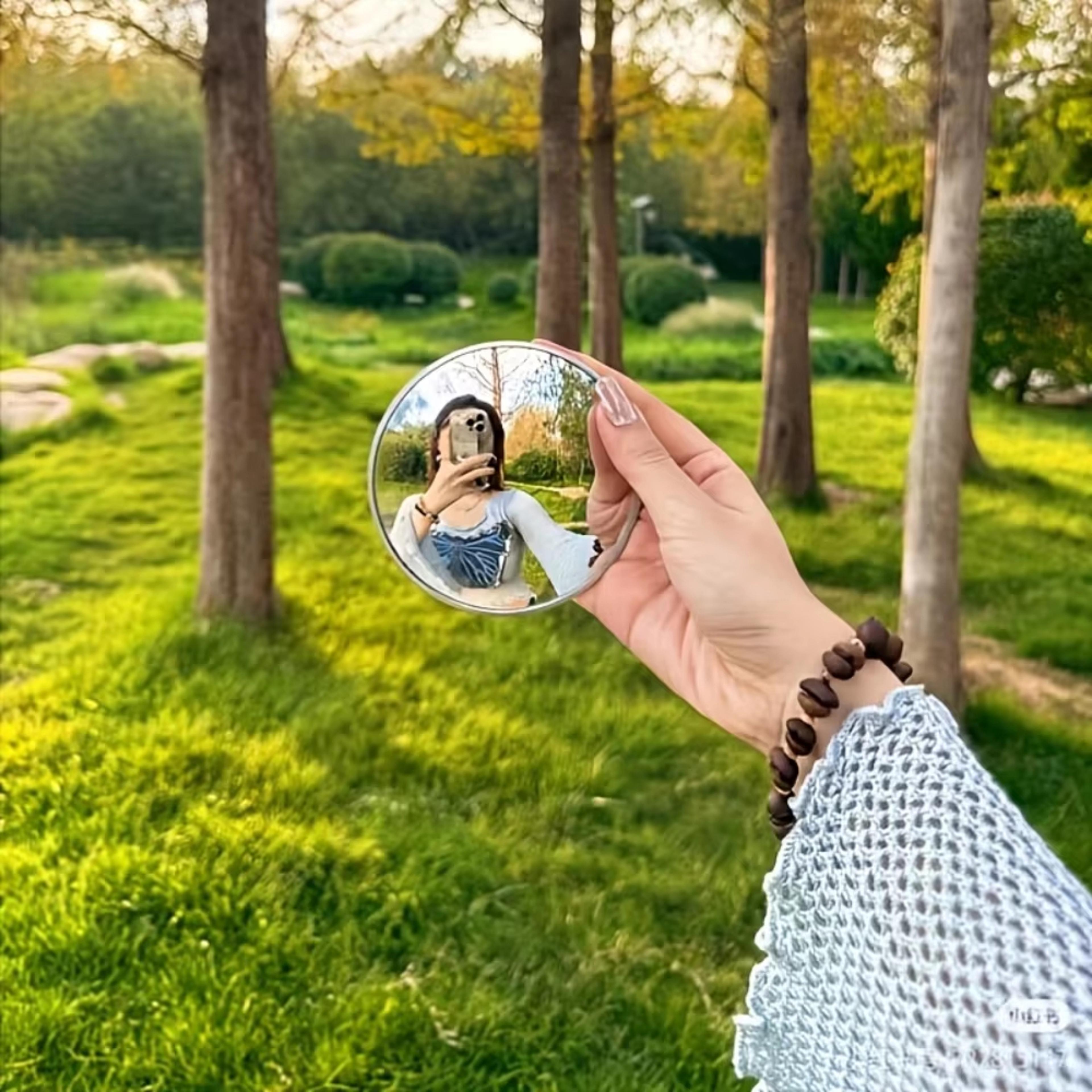portable convex travel makeup mirror wide angle foldable vanity mirror for vloggers & content creators
