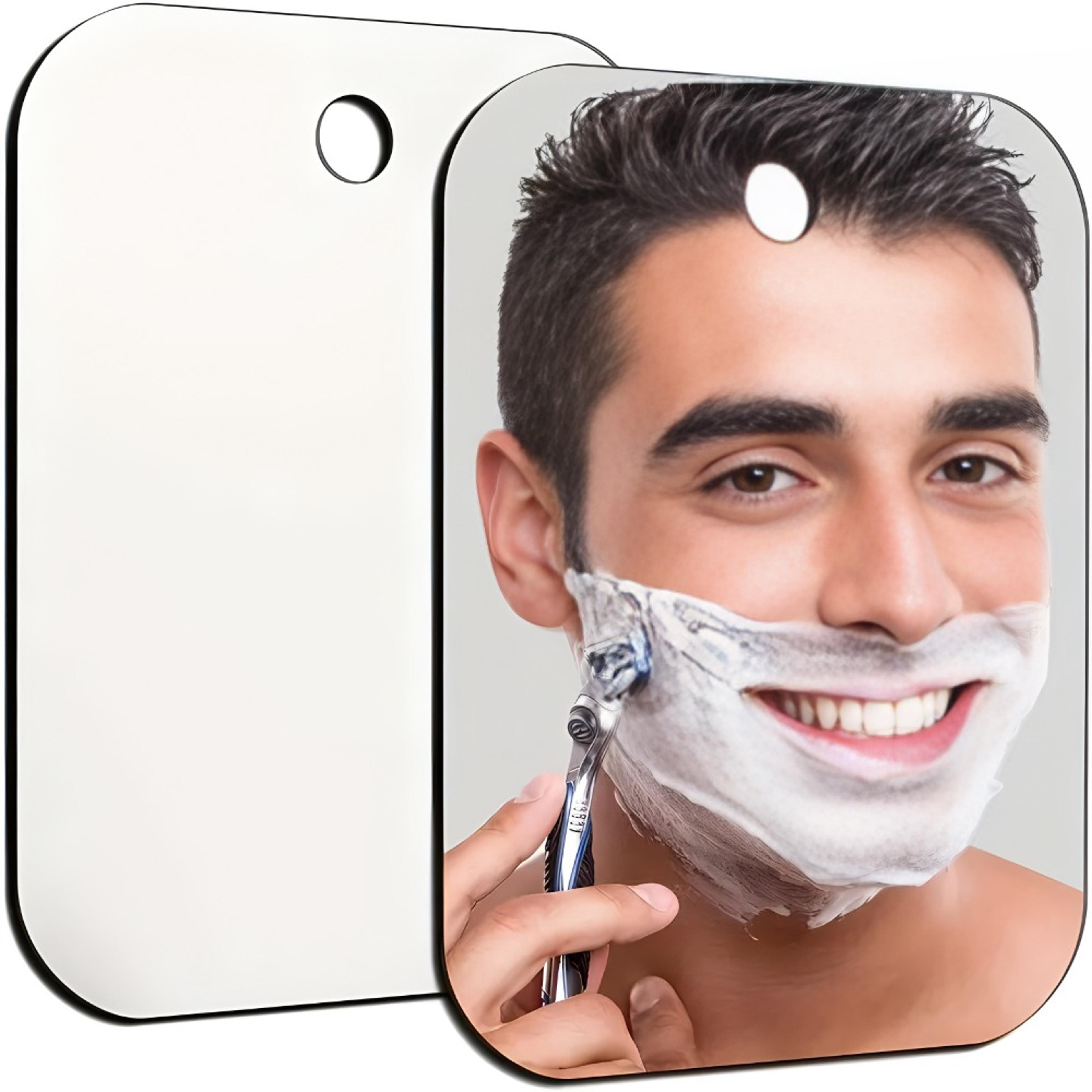 portable shower mirror with suction cup wall mount for shaving, makeup & travel