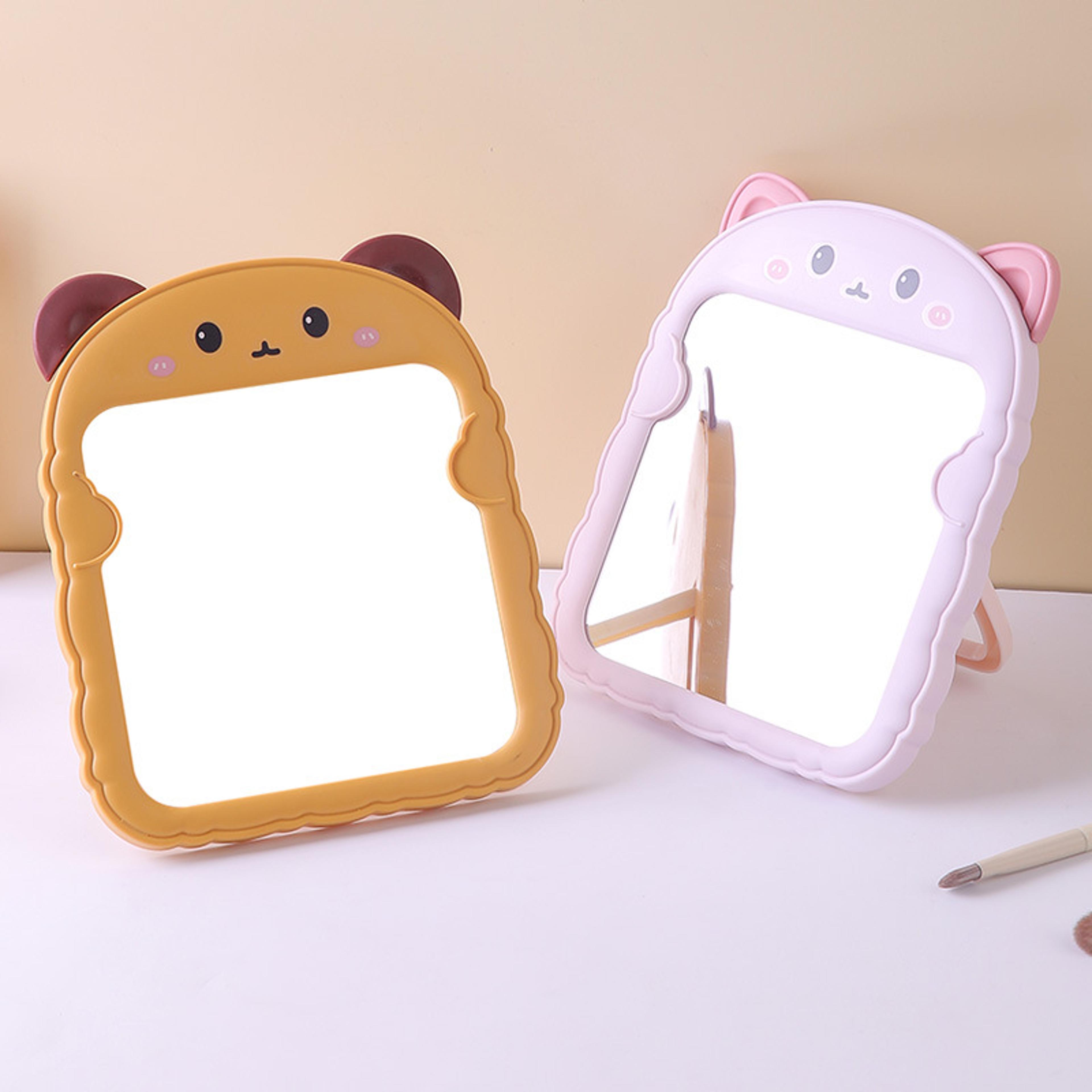 cute cat ear desktop makeup mirror foldable vanity mirror for bedroom, desk & travel
