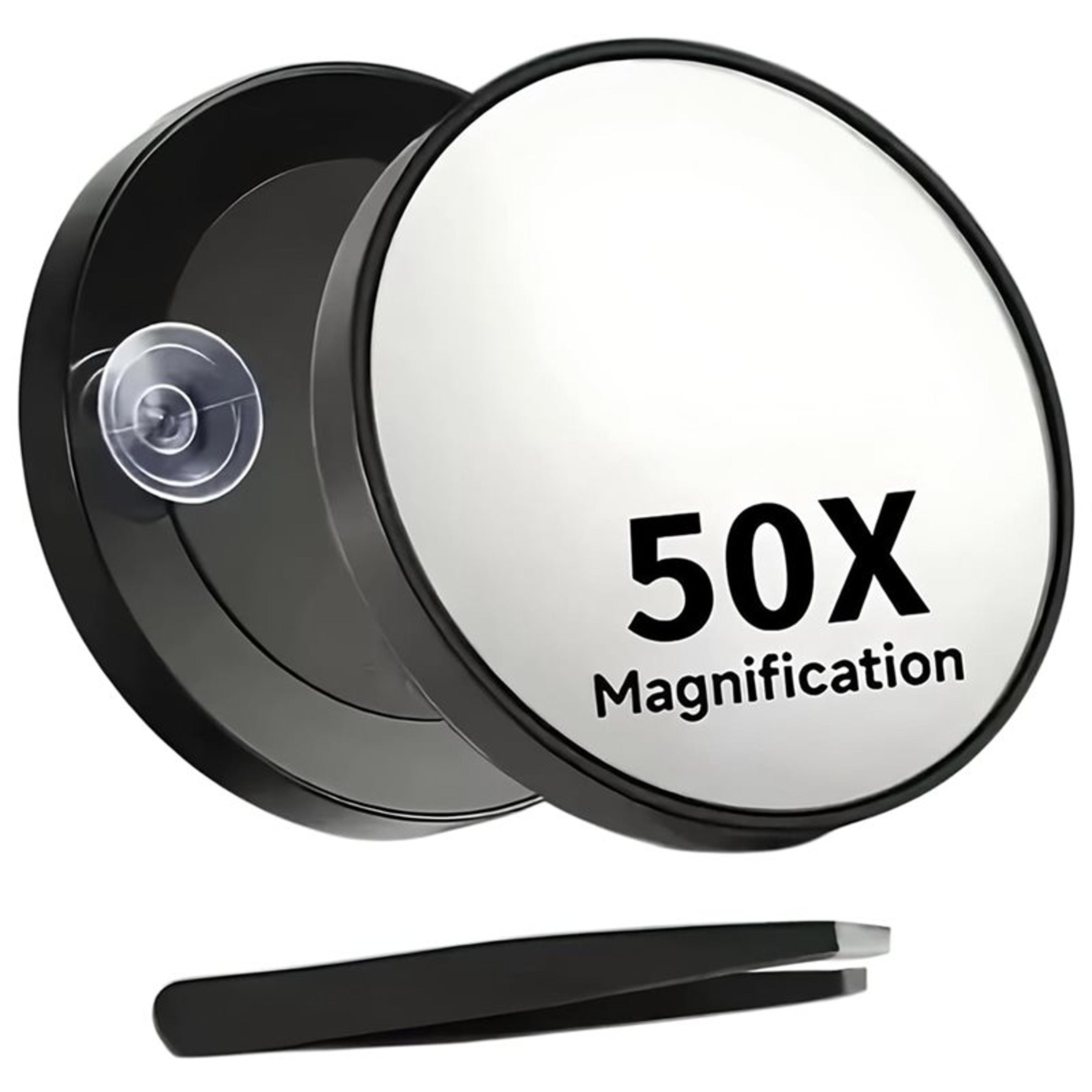 magnifying makeup mirror with suction cup & precision tweezers travel set