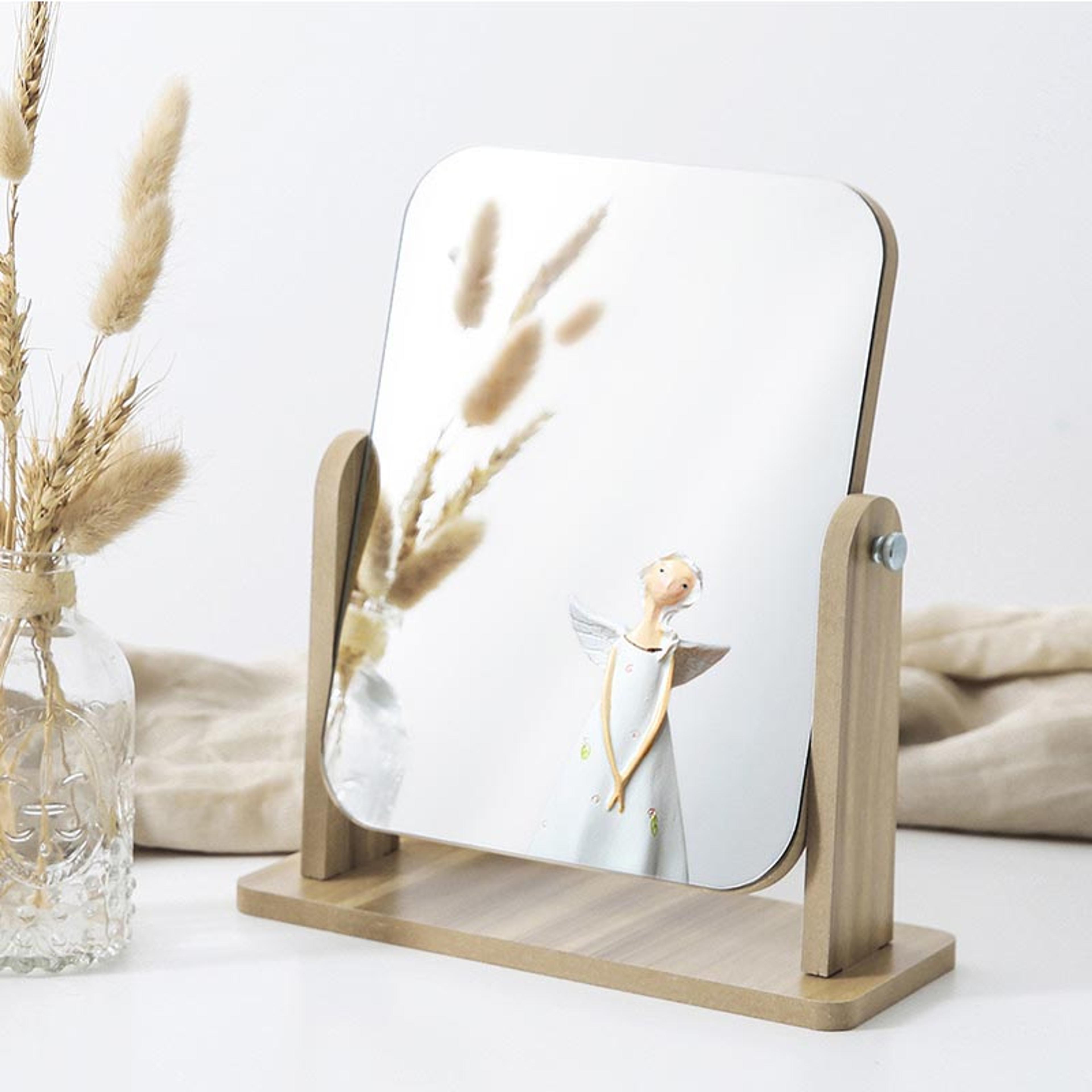 degree rotating makeup mirror with magnifying double sided folding table vanity stand