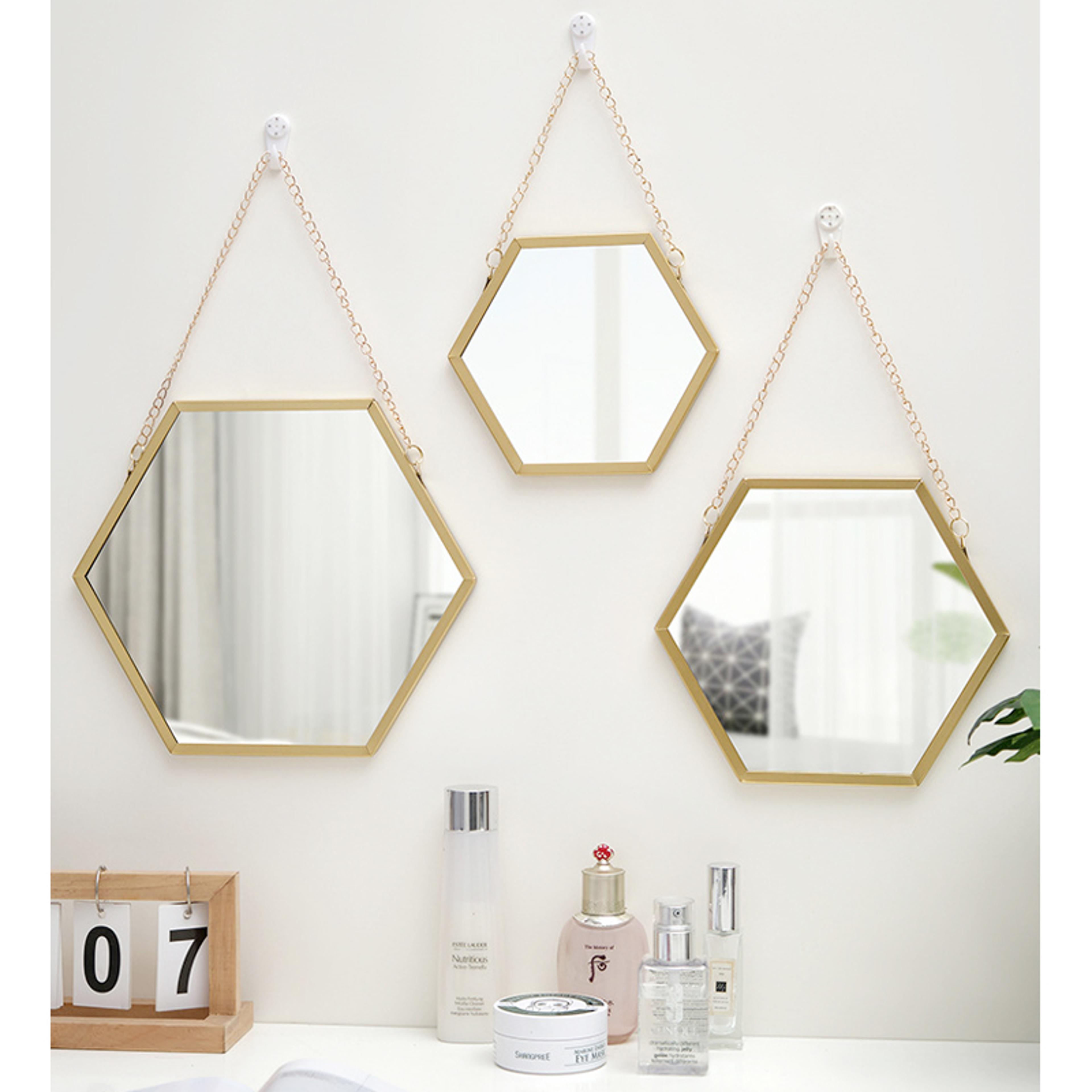 modern hexagon wall mirror decorative hanging makeup & bathroom vanity mirror