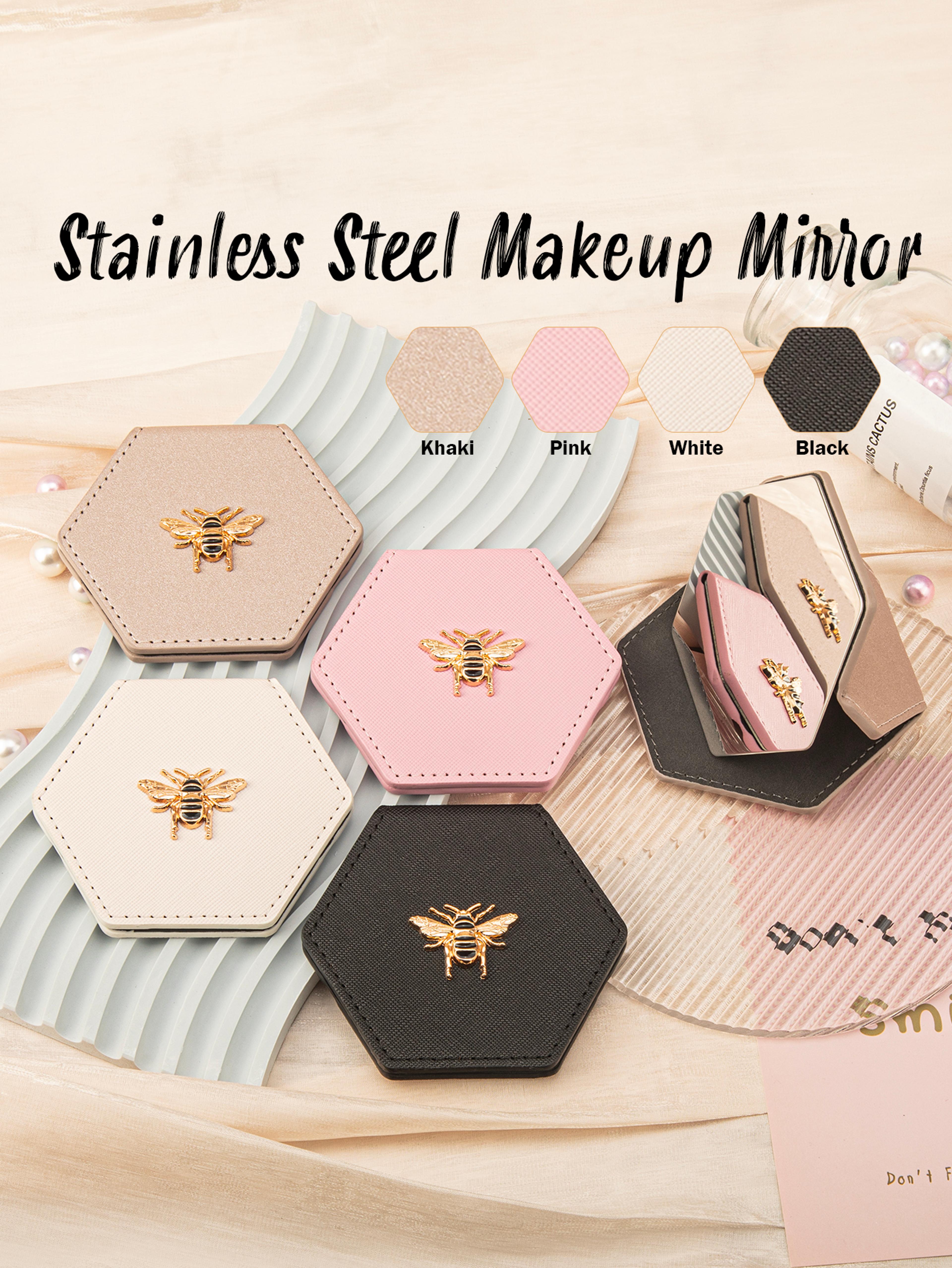 hexagonal desktop makeup mirror stainless steel vanity mirror for home, travel & gifts
