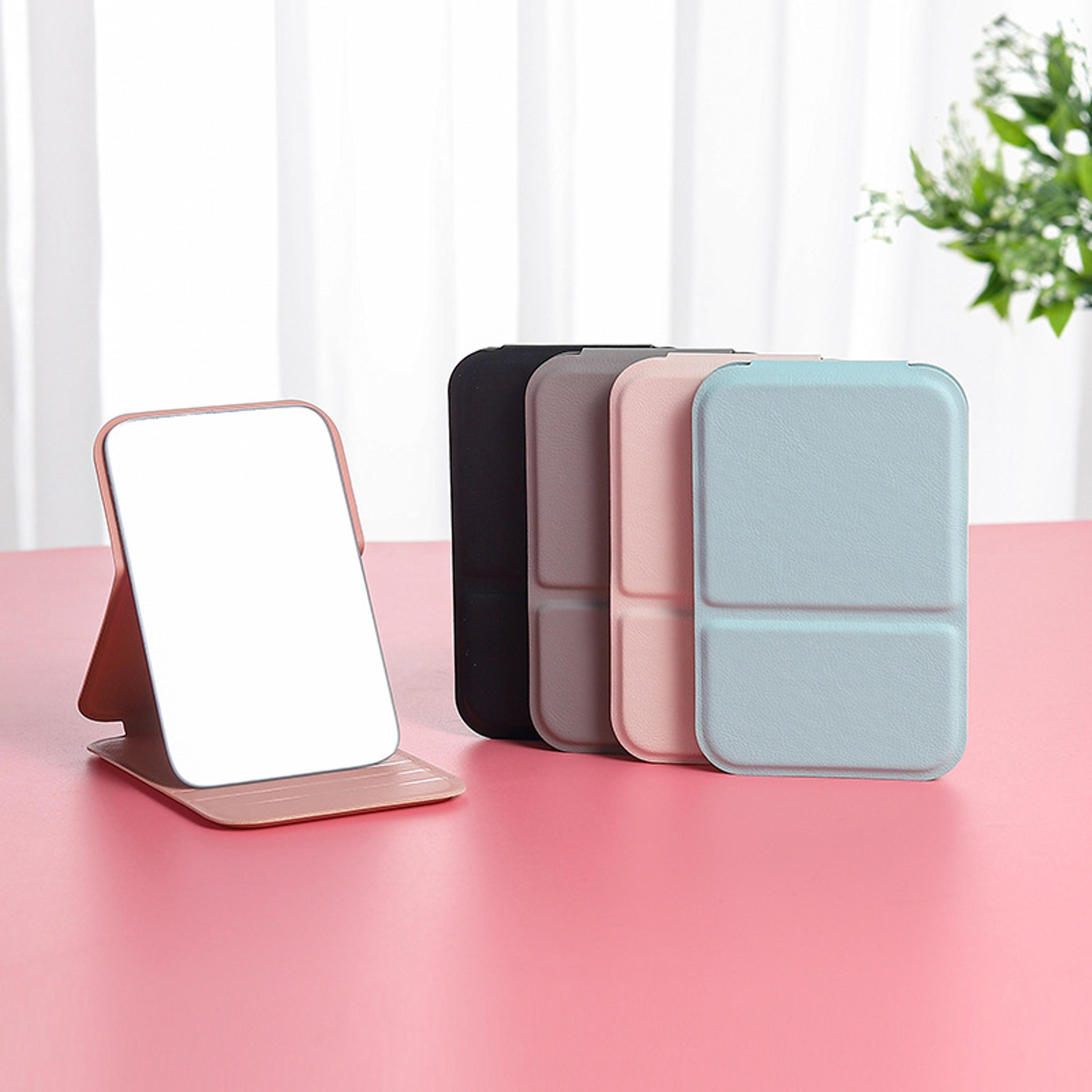 portable compact makeup mirror foldable pu leather pocket vanity mirror for travel & daily touch ups