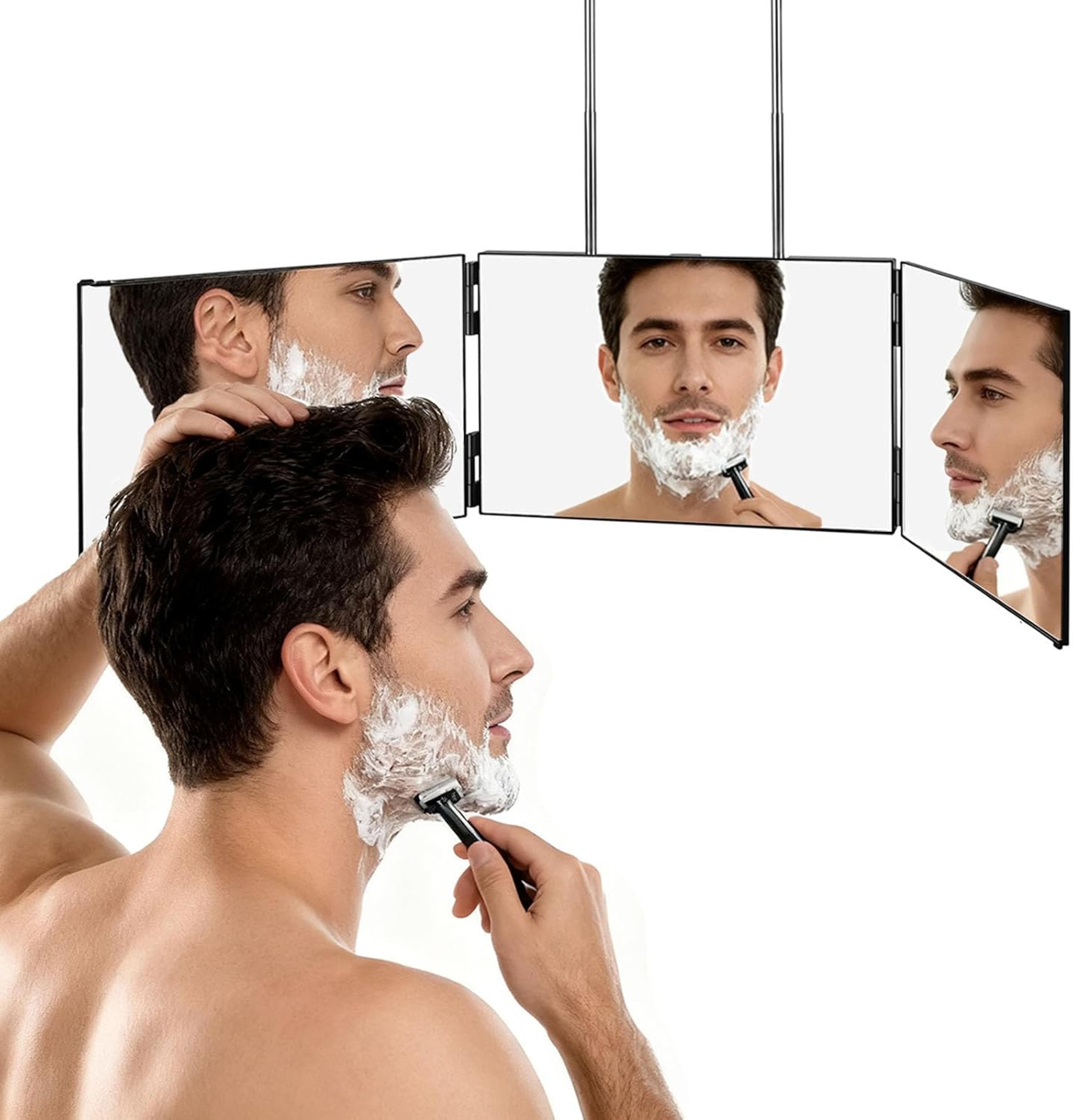 360 view 3 way mirror adjustable self haircut mirror trifold barber mirror with telescoping hooks
