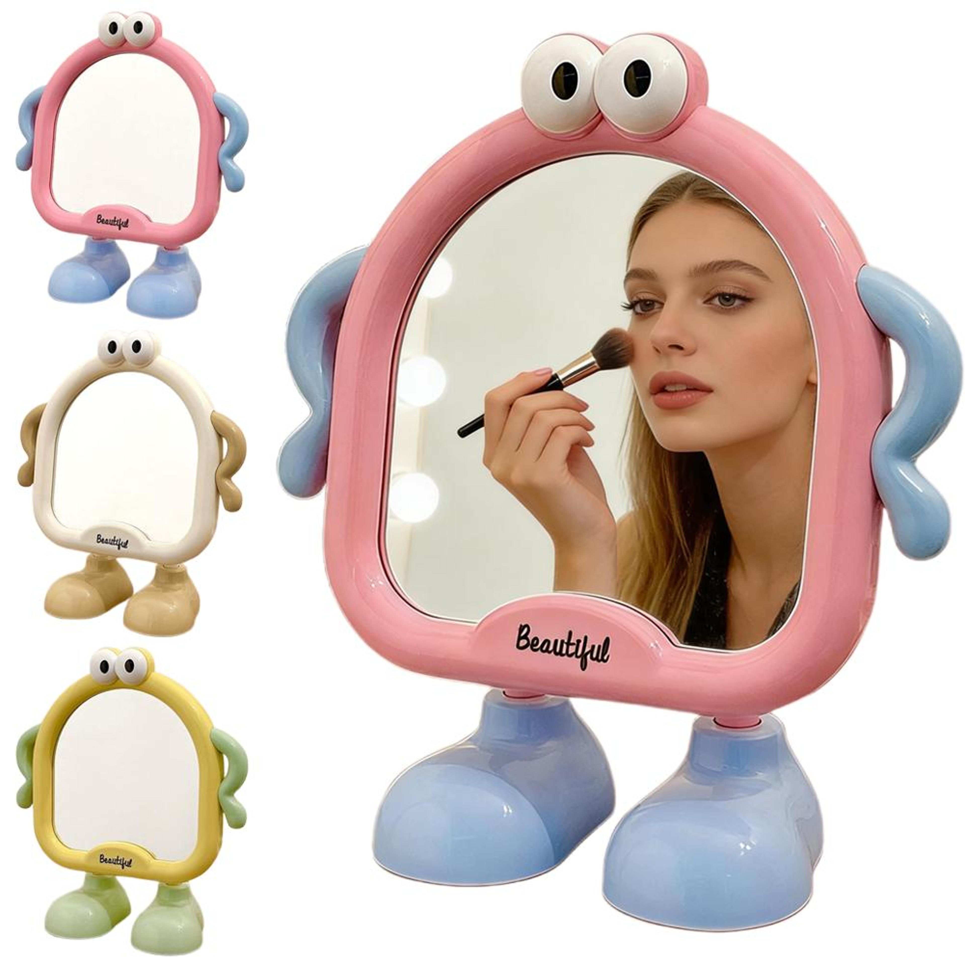 cute desktop makeup mirror foldable portable makeup mirror for vanity, travel & daily beauty routine