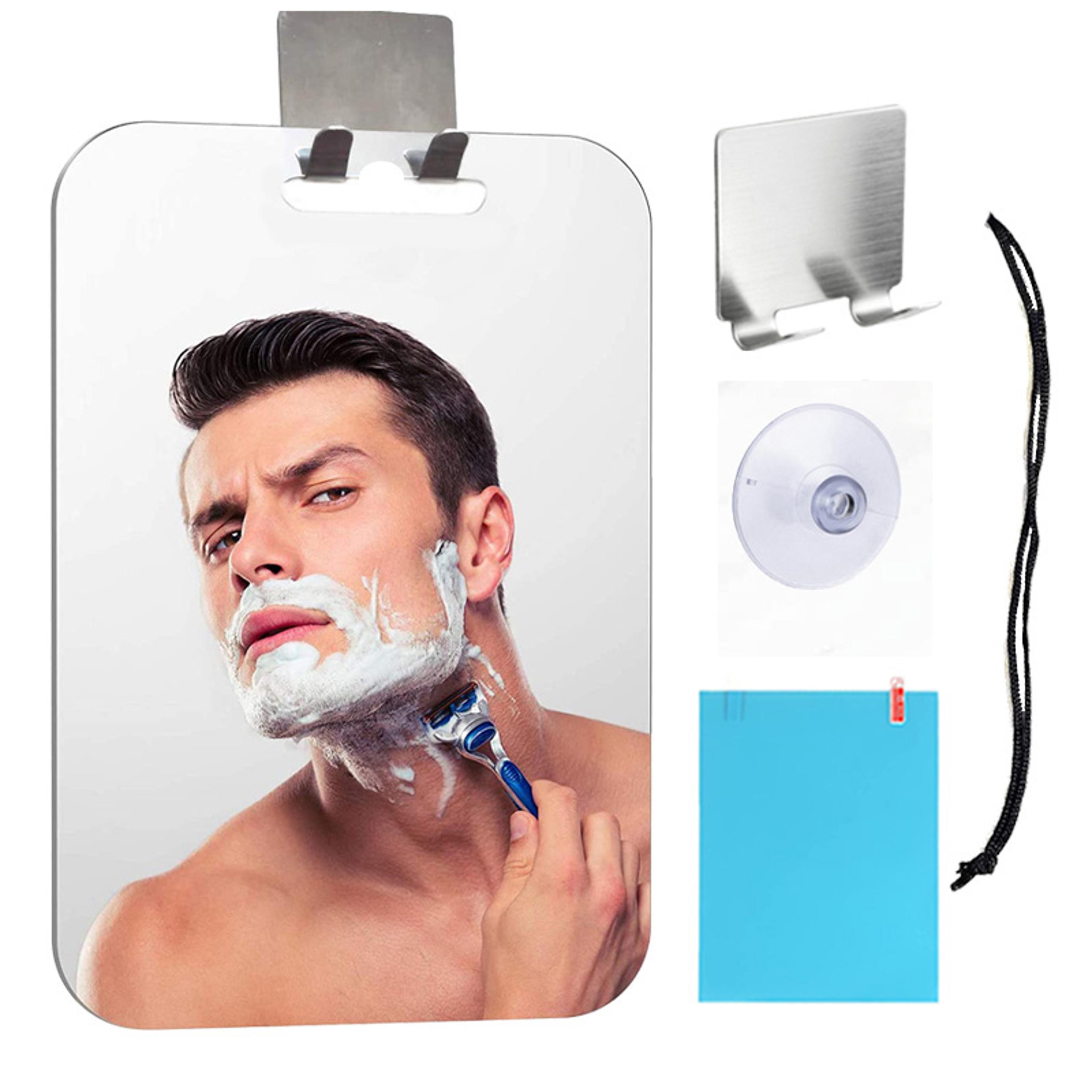 large fogless shower mirror acrylic anti fog mirror for bathroom, shaving & travel with non slip stand