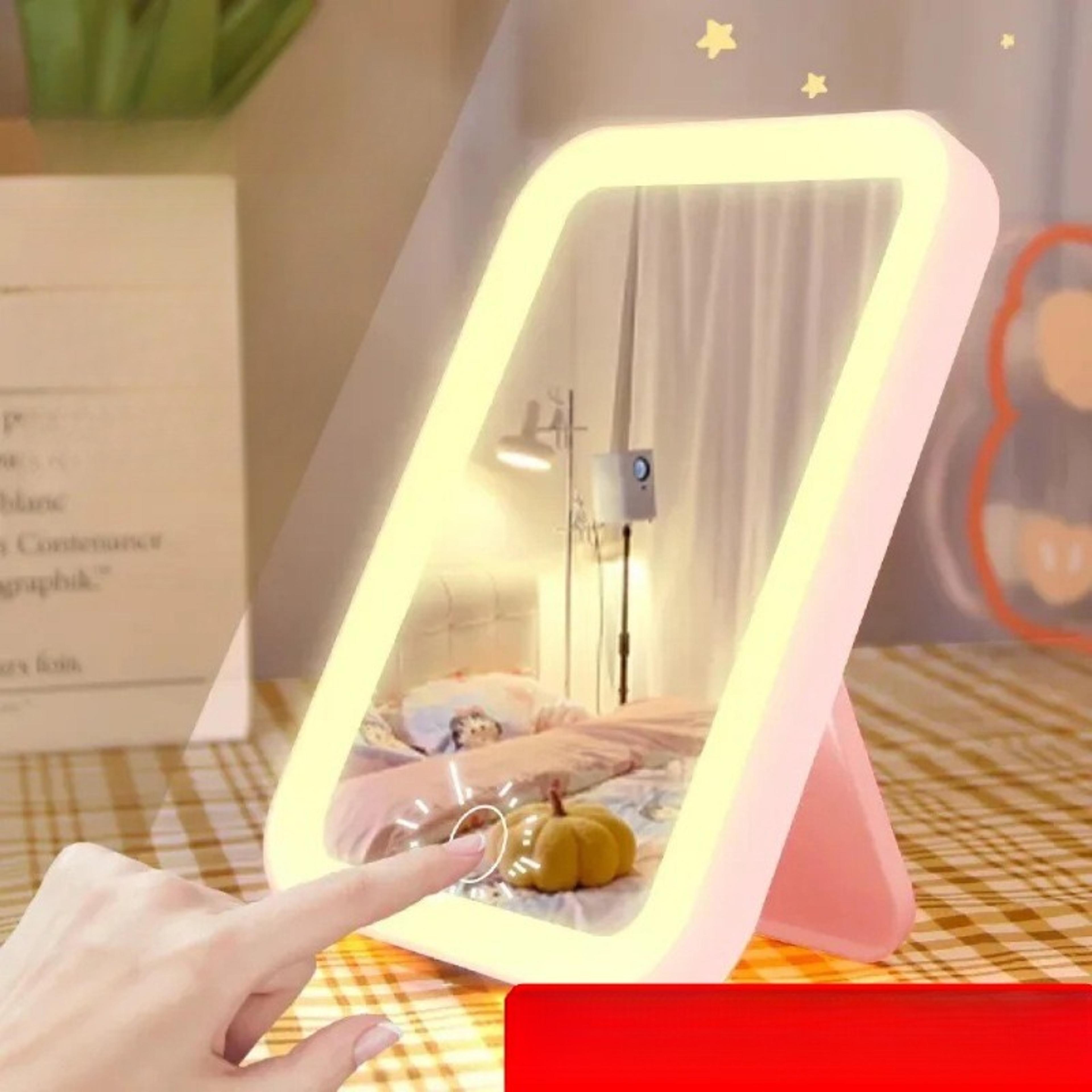 led makeup mirror with lights desktop vanity mirror for makeup, skincare & dorm room beauty