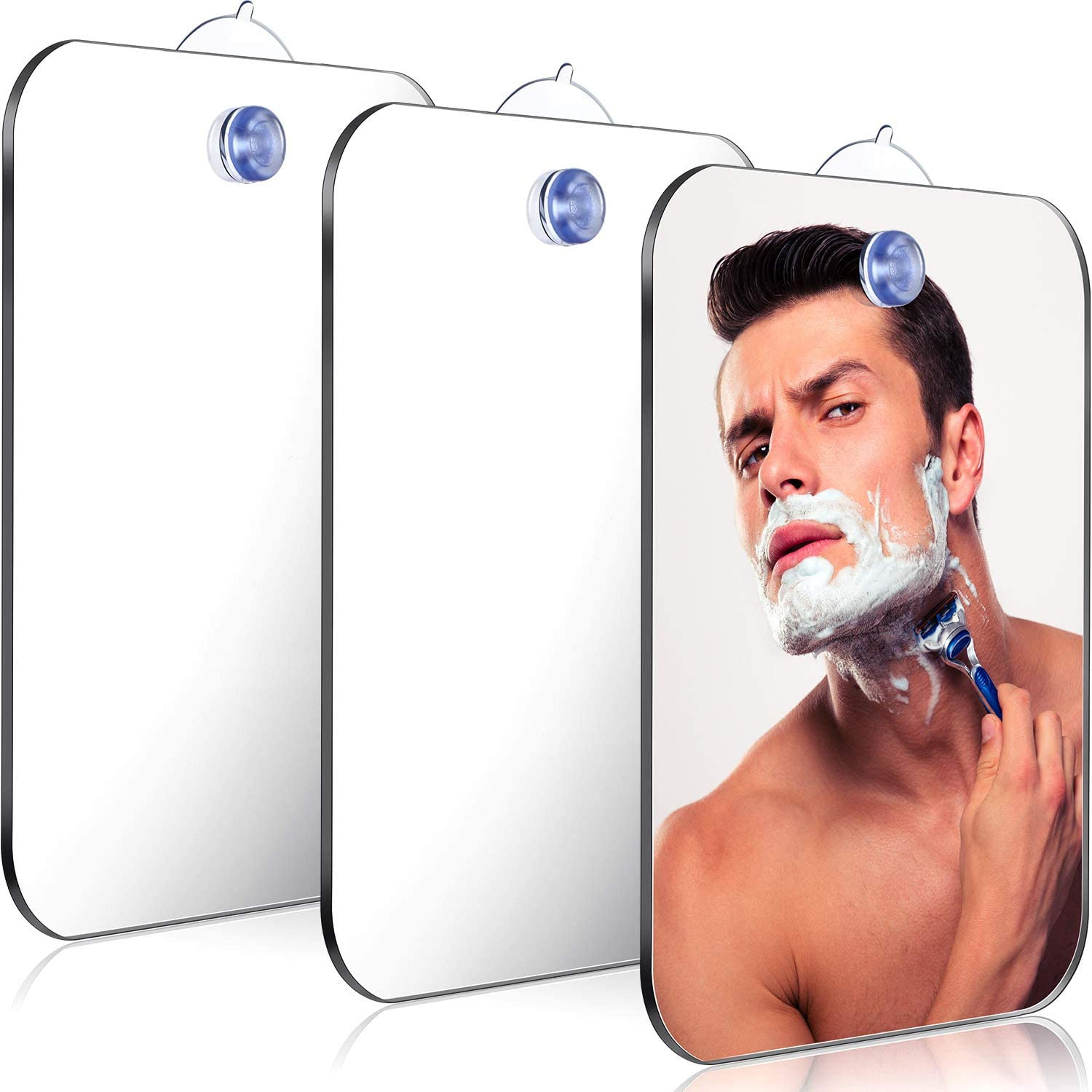 fog free shower mirror with suction cup wall mount unbreakable acrylic bathroom shaving mirror