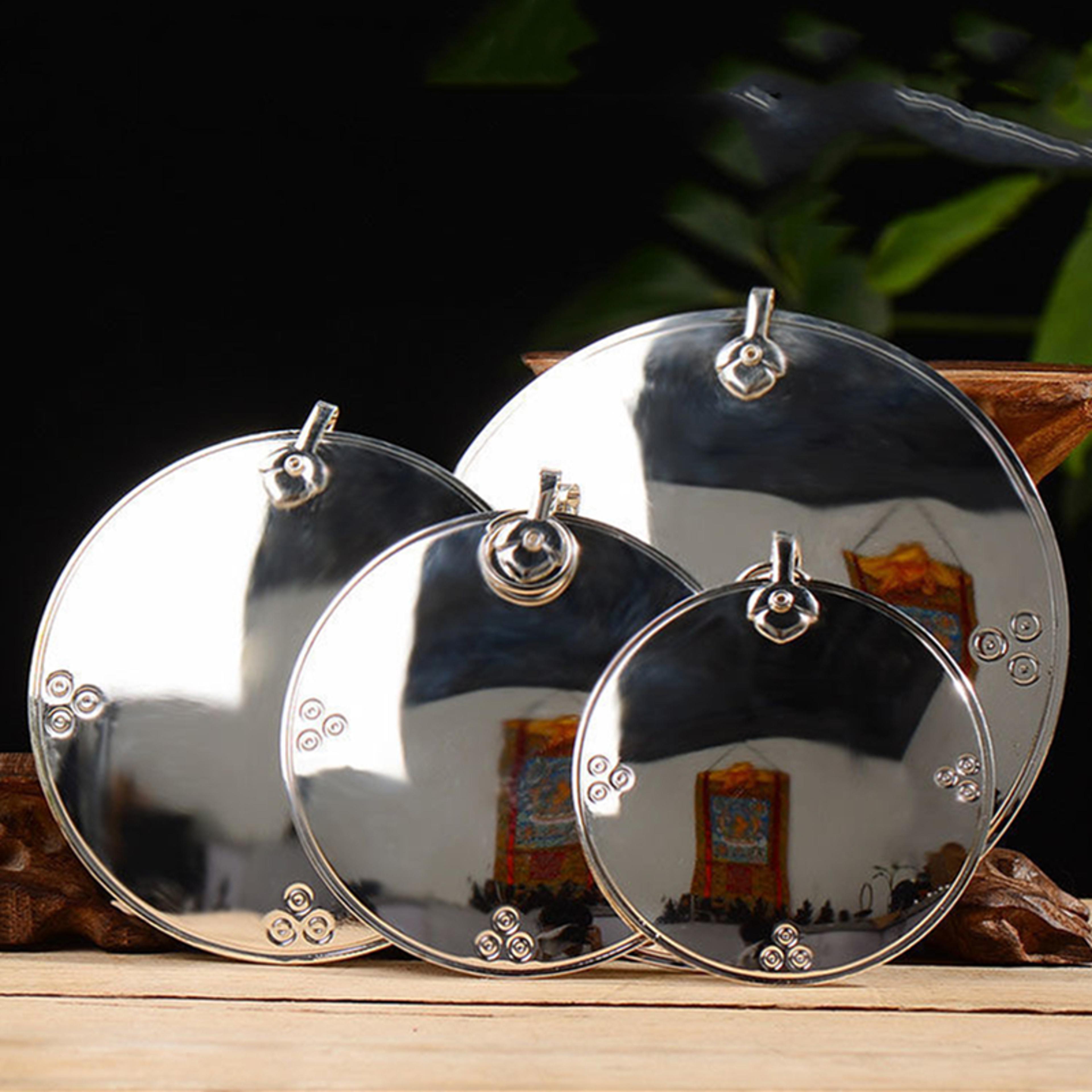 tibetan buddhist mirror decorative wall hanging for altar meditation and feng shui decor