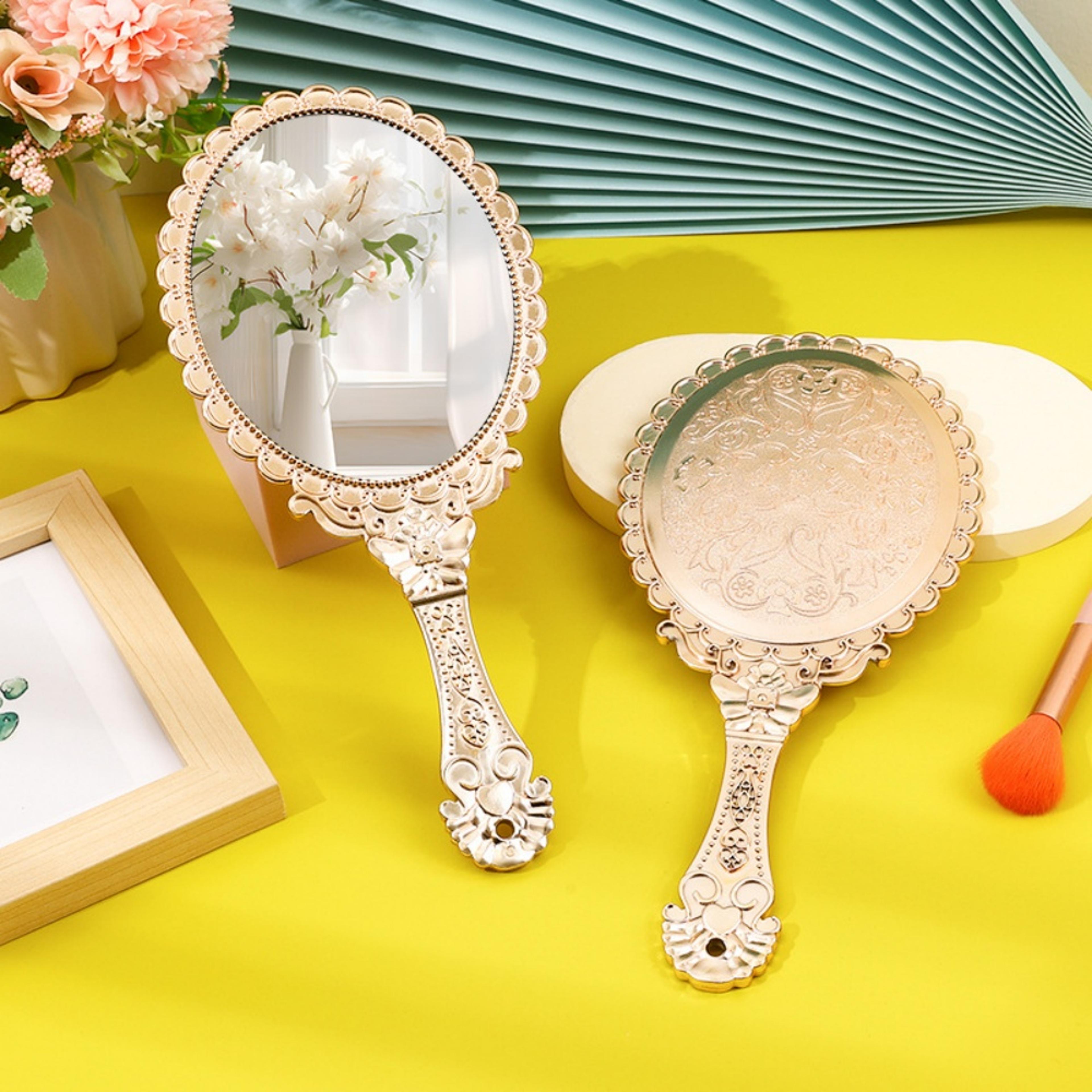 vintage handheld makeup mirror portable retro vanity mirror for makeup, travel & daily grooming