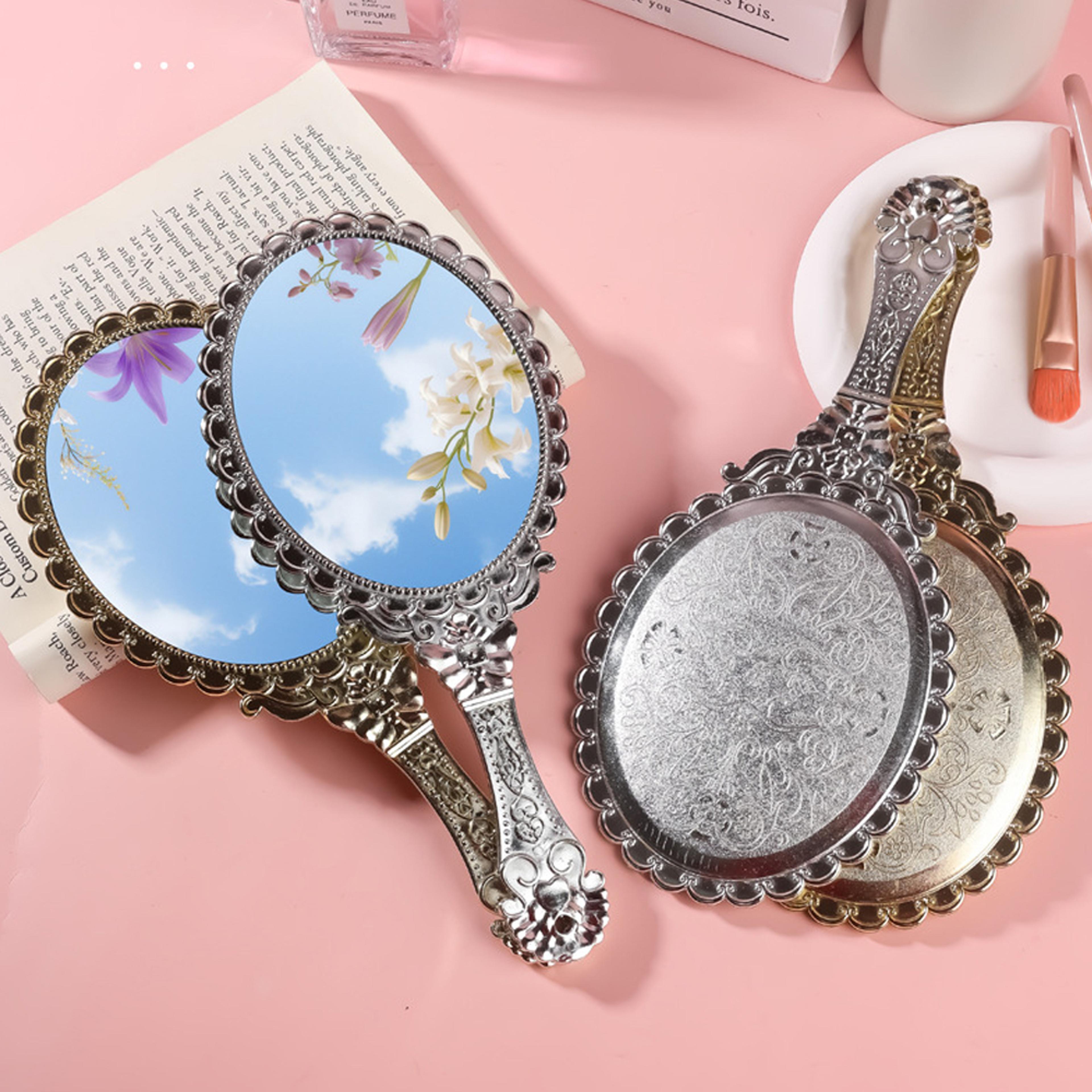 vintage handheld makeup mirror portable retro vanity mirror for makeup, travel & daily grooming.