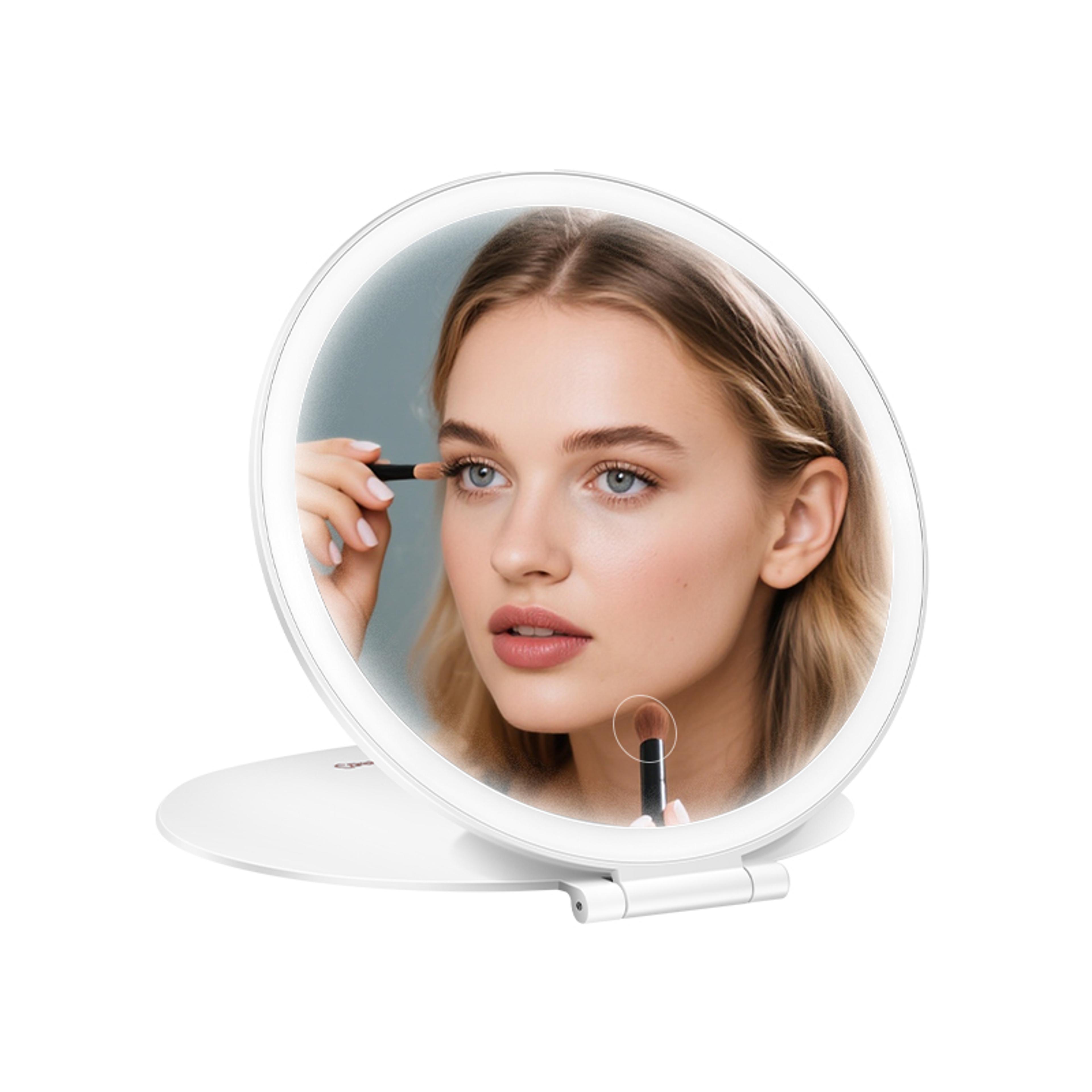 led makeup mirror rechargeable travel vanity mirror with 3 color dimmable touch lighting