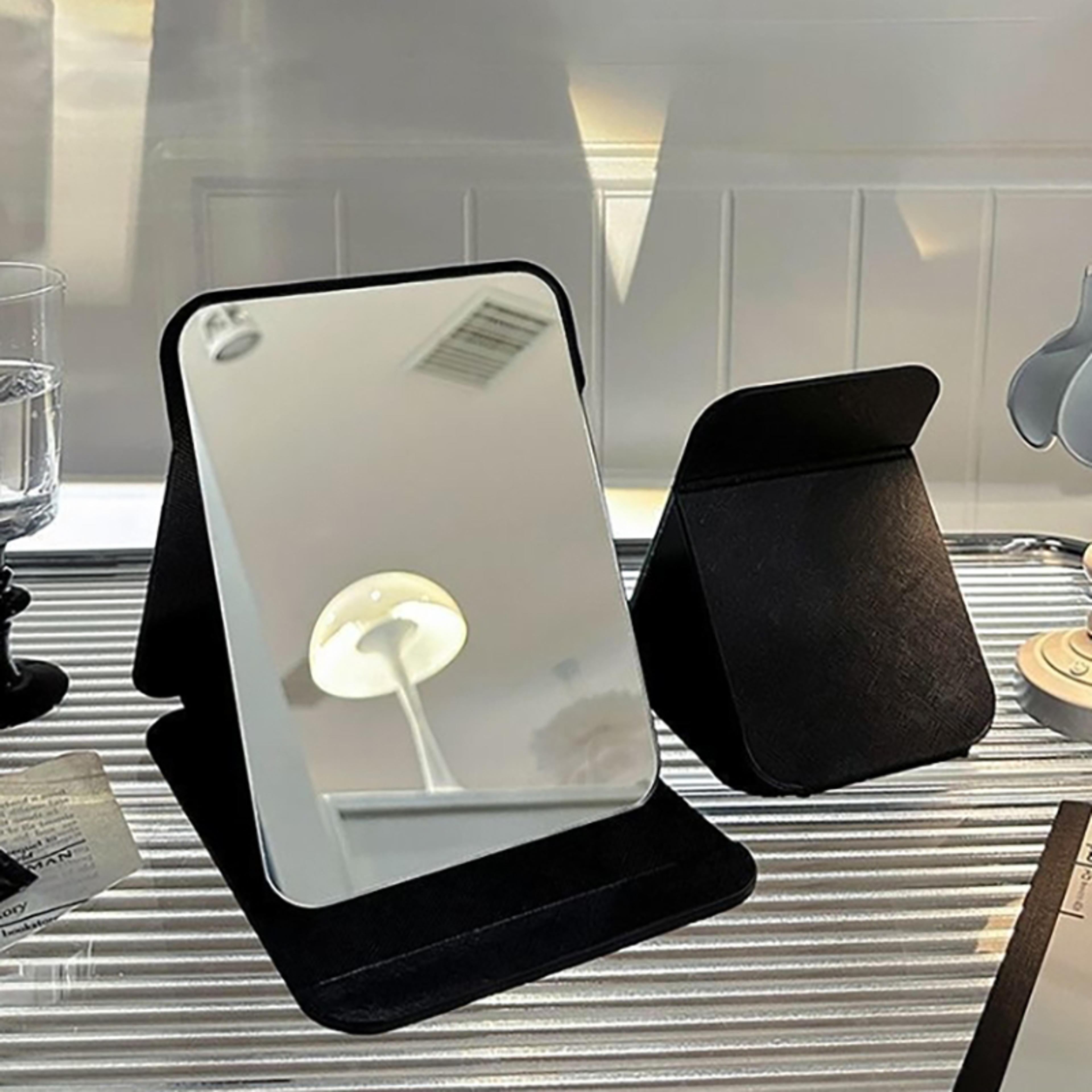 portable compact makeup mirror with pu leather cover foldable travel mirror for desk & pocket use
