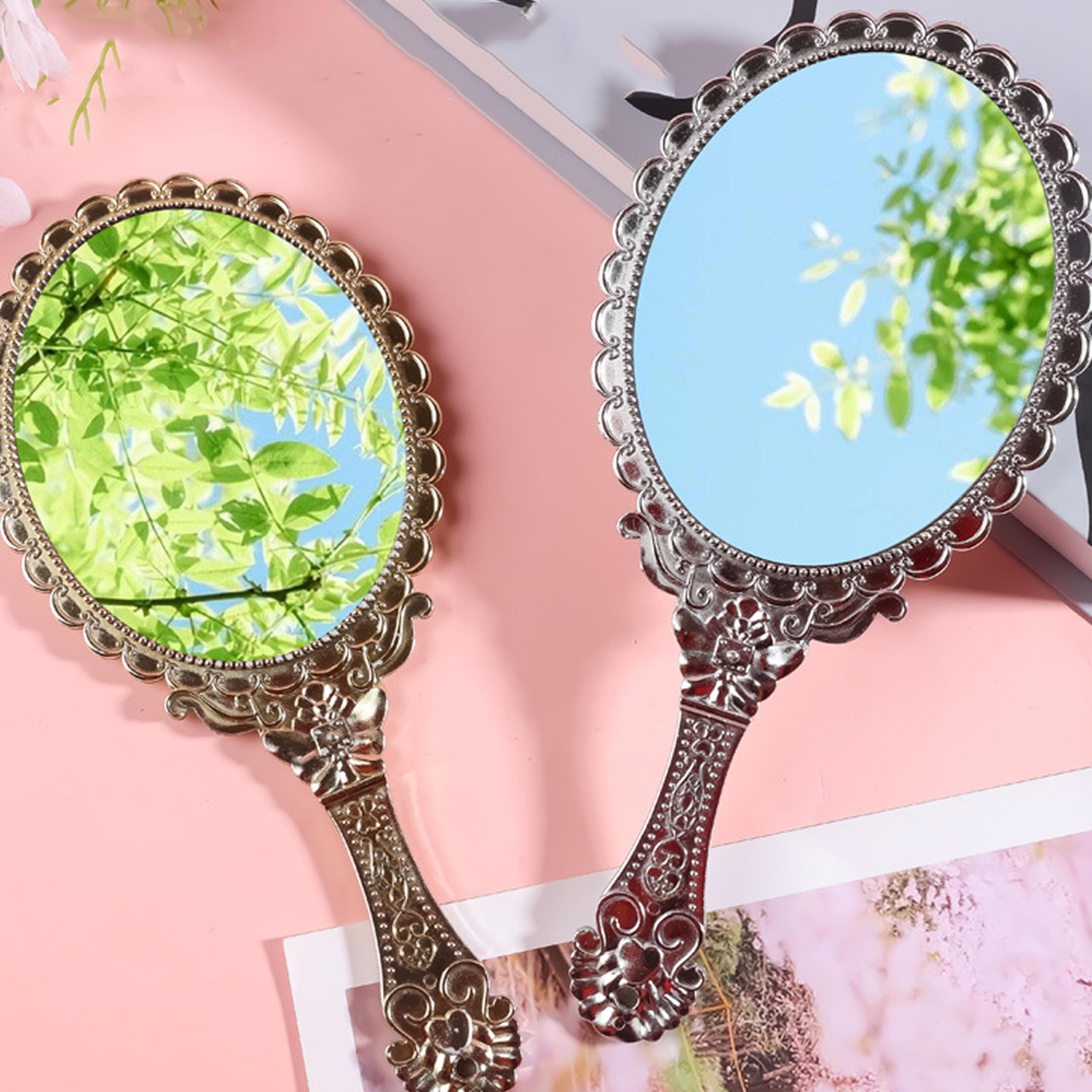 vintage handheld makeup mirror with embossed floral design elegant handheld makeup mirror for vanity & travel