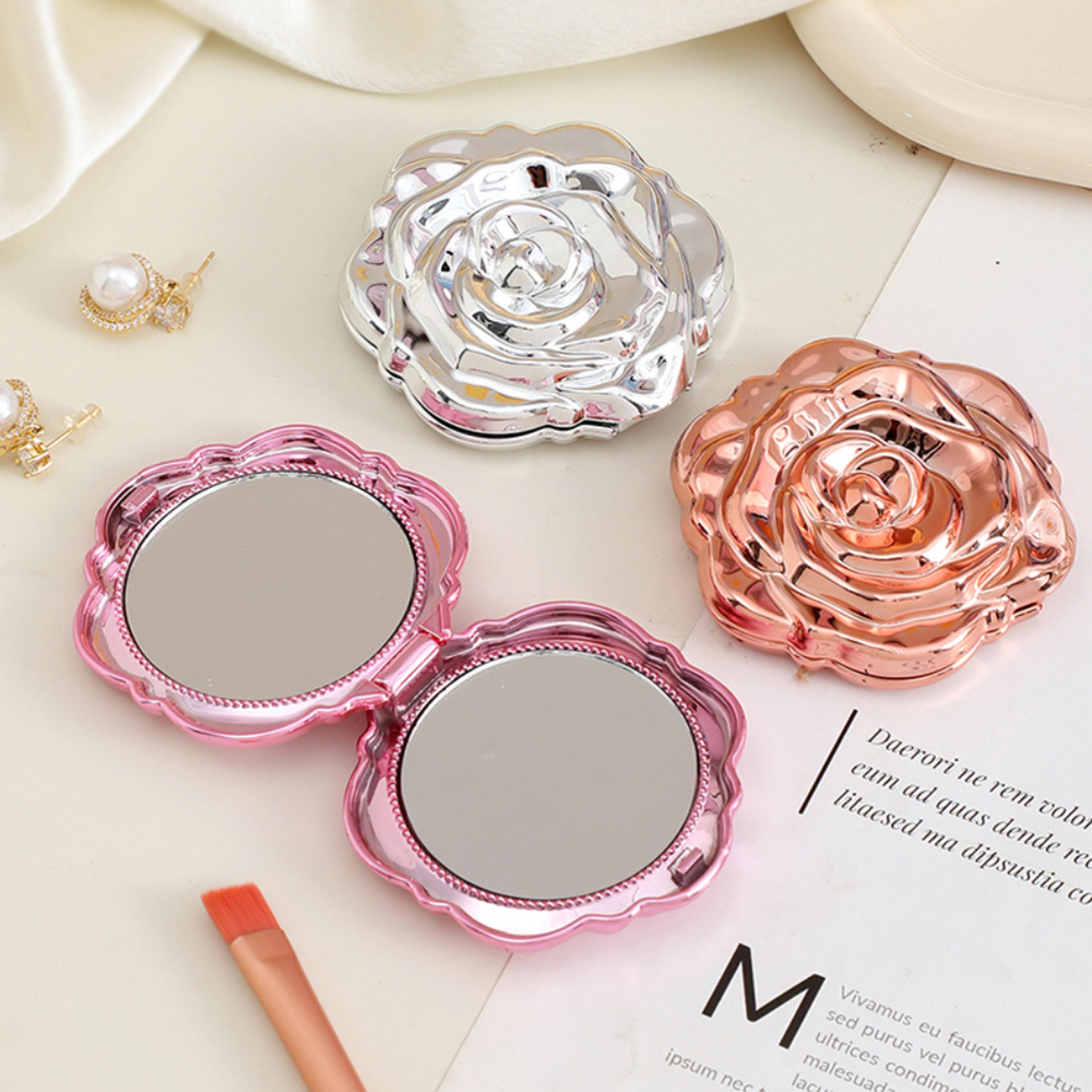 double sided mirror foldable portable makeup mirror rose flower mirror exquisite for pocket handbag gift
