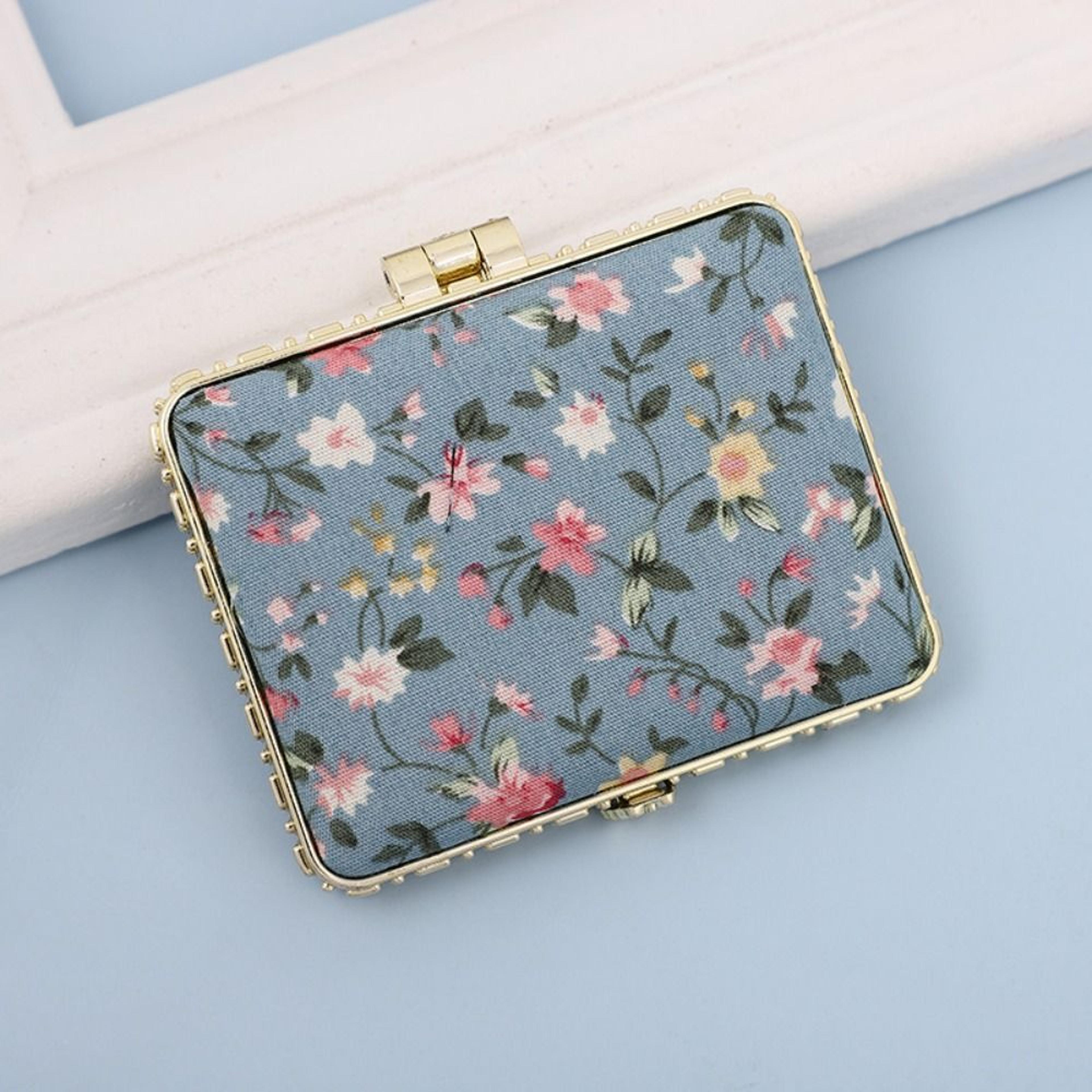 vintage floral pocket mirror foldable compact makeup mirror portable travel beauty accessory