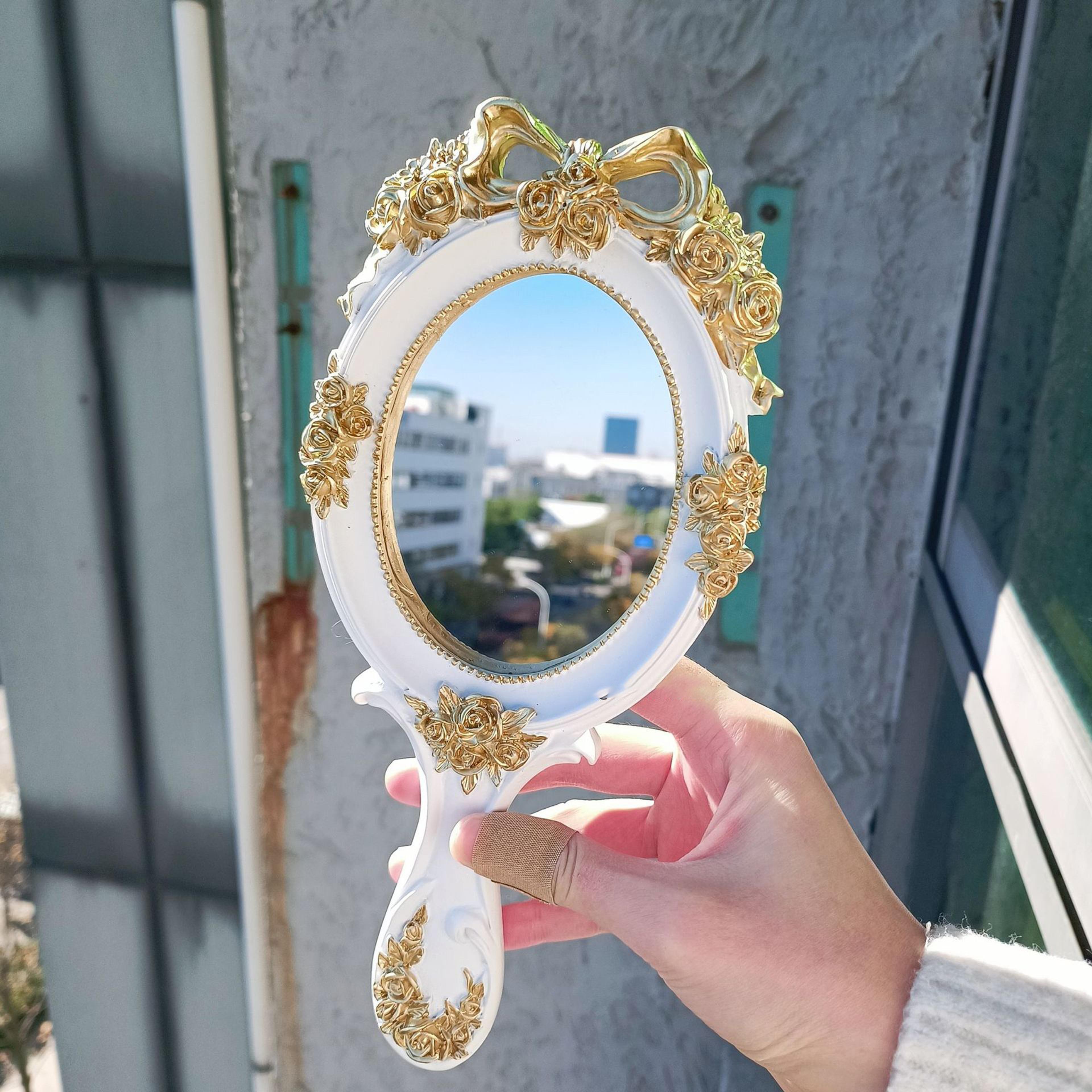 vintage hand mirror retro handheld makeup mirror decorative vanity mirror with clear glass