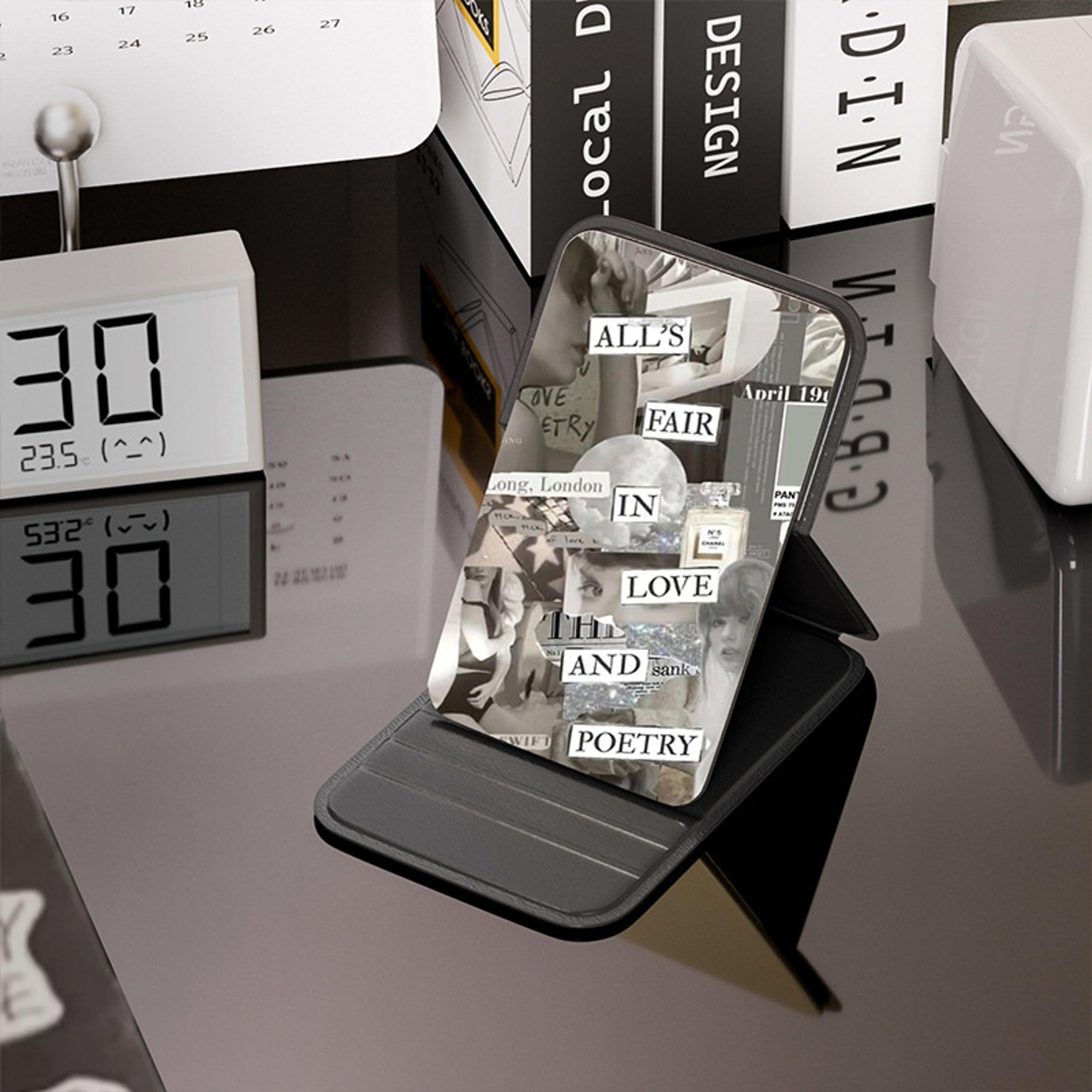 portable folding makeup mirror with desktop stand hd travel vanity mirror