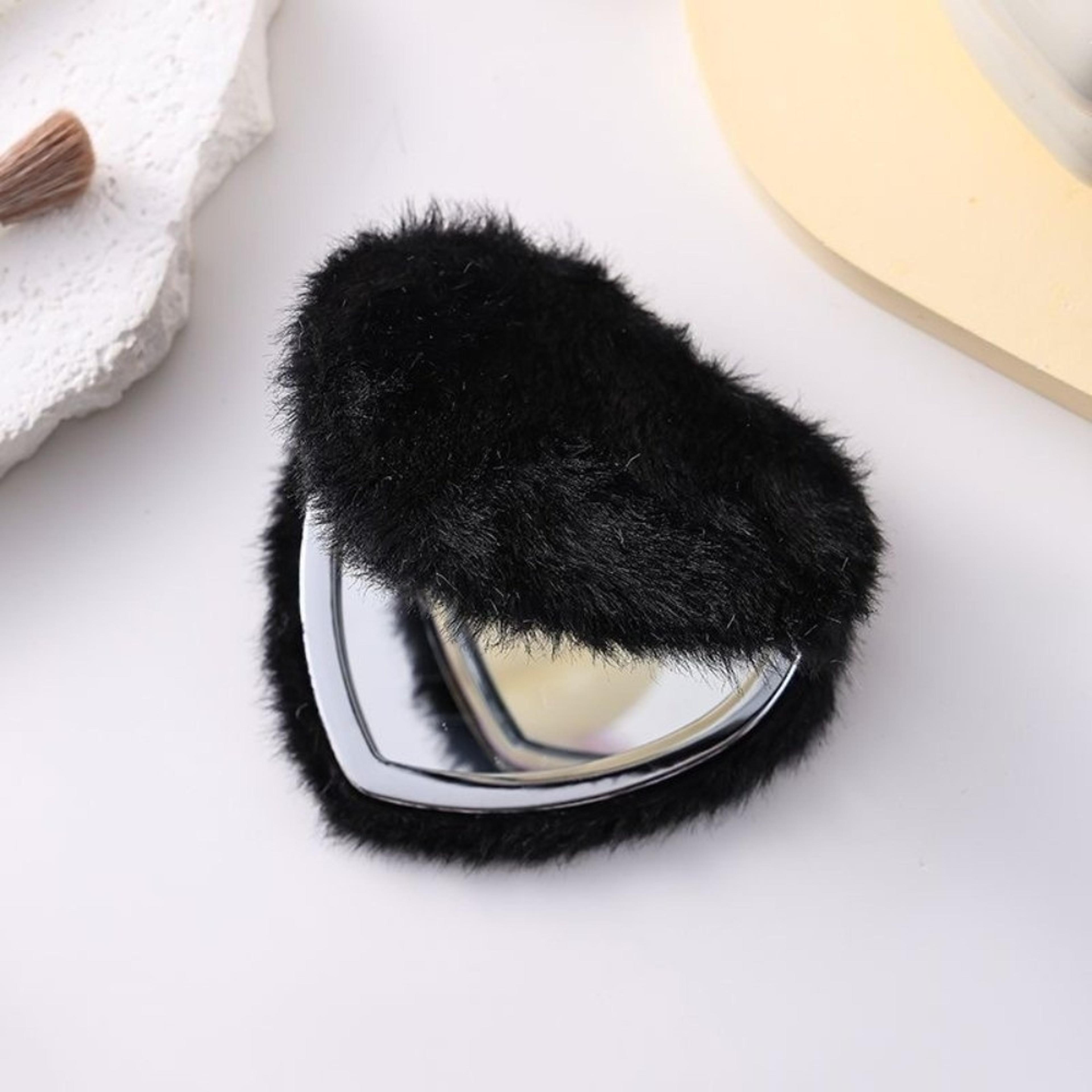 heart plush compact makeup mirror double sided travel pocket mirror with magnifying mirror