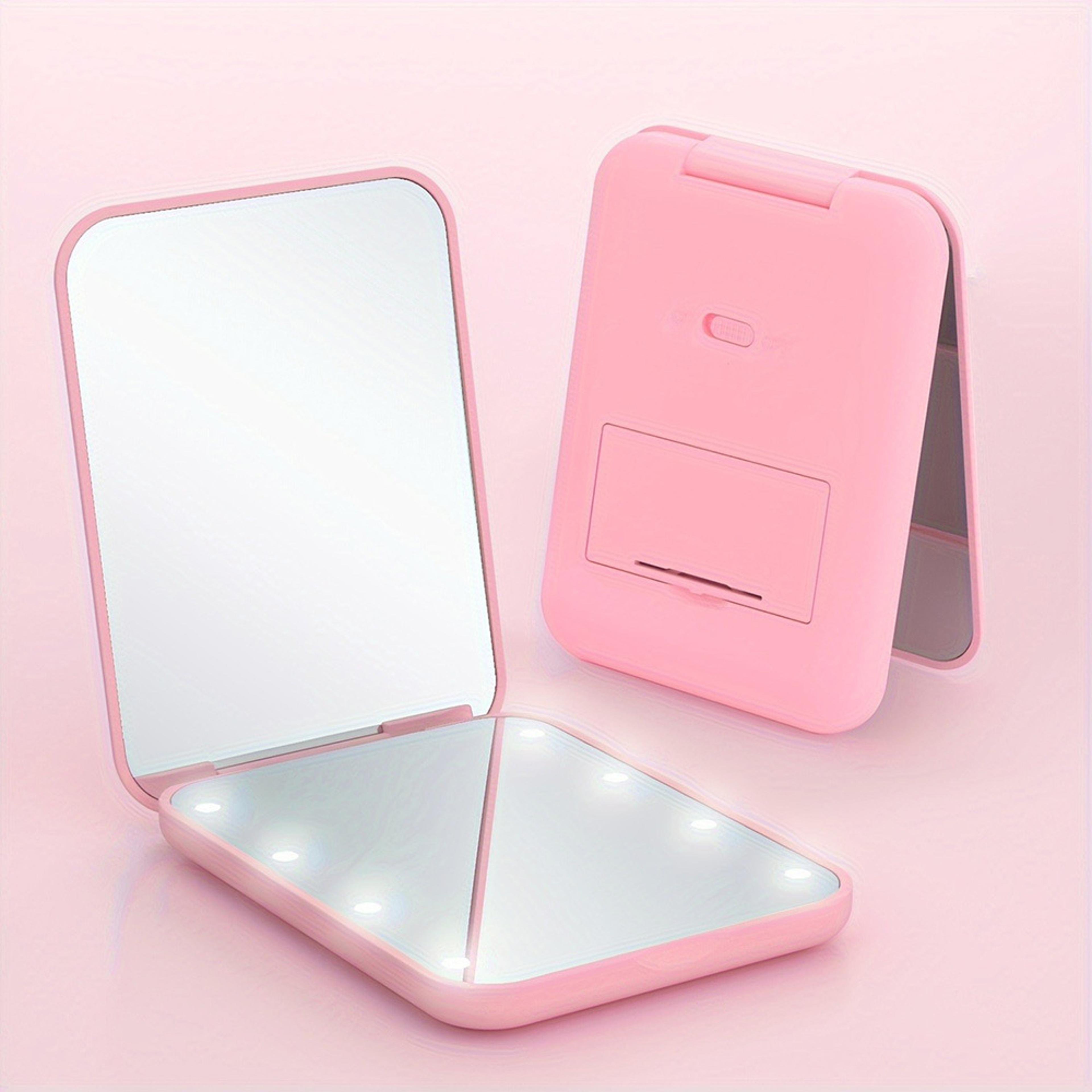 led compact makeup mirror with light 3x magnifying travel pocket mirror foldable portable vanity mirror