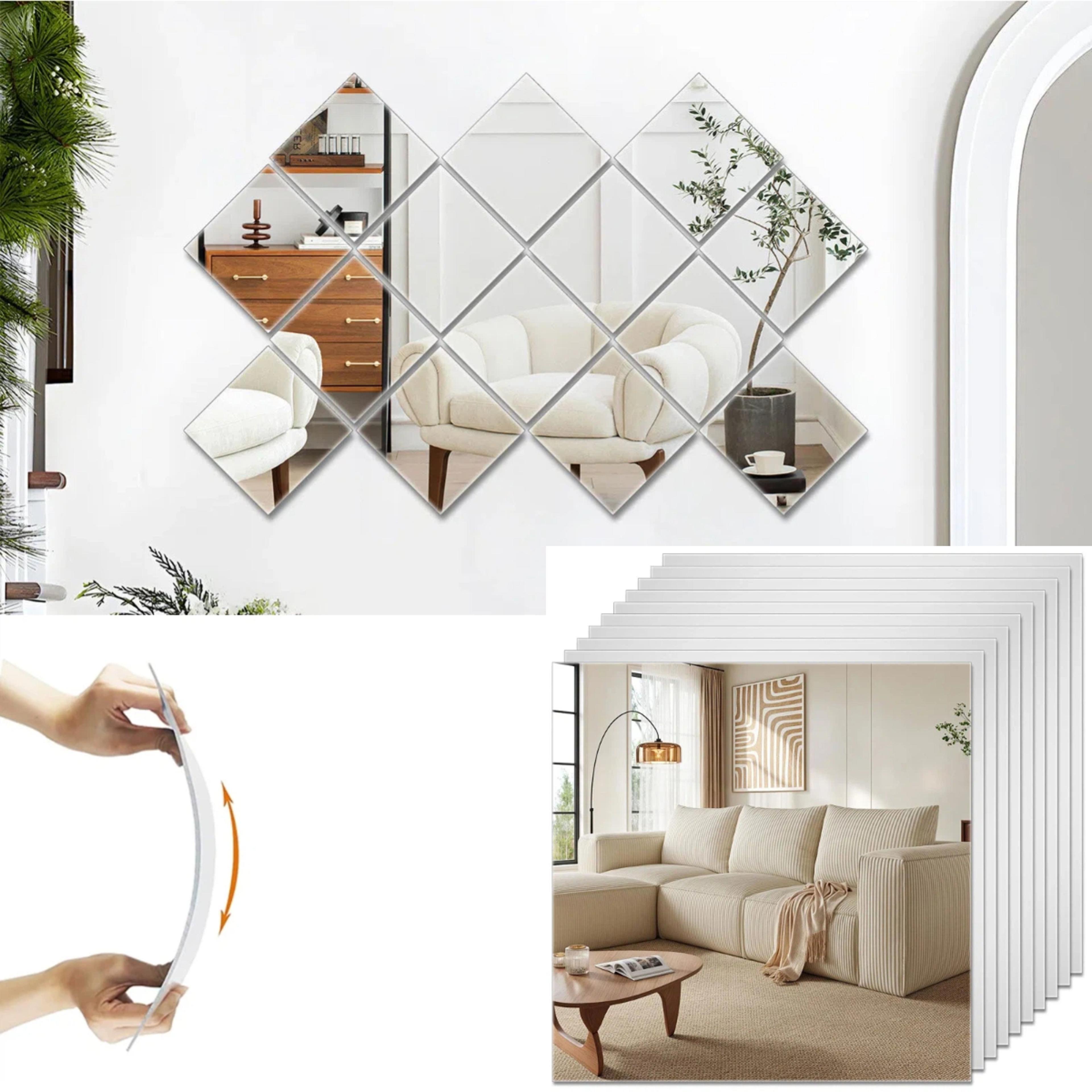 self adhesive mirror flexible mirror tiles for diy wall decor non glass mirror set