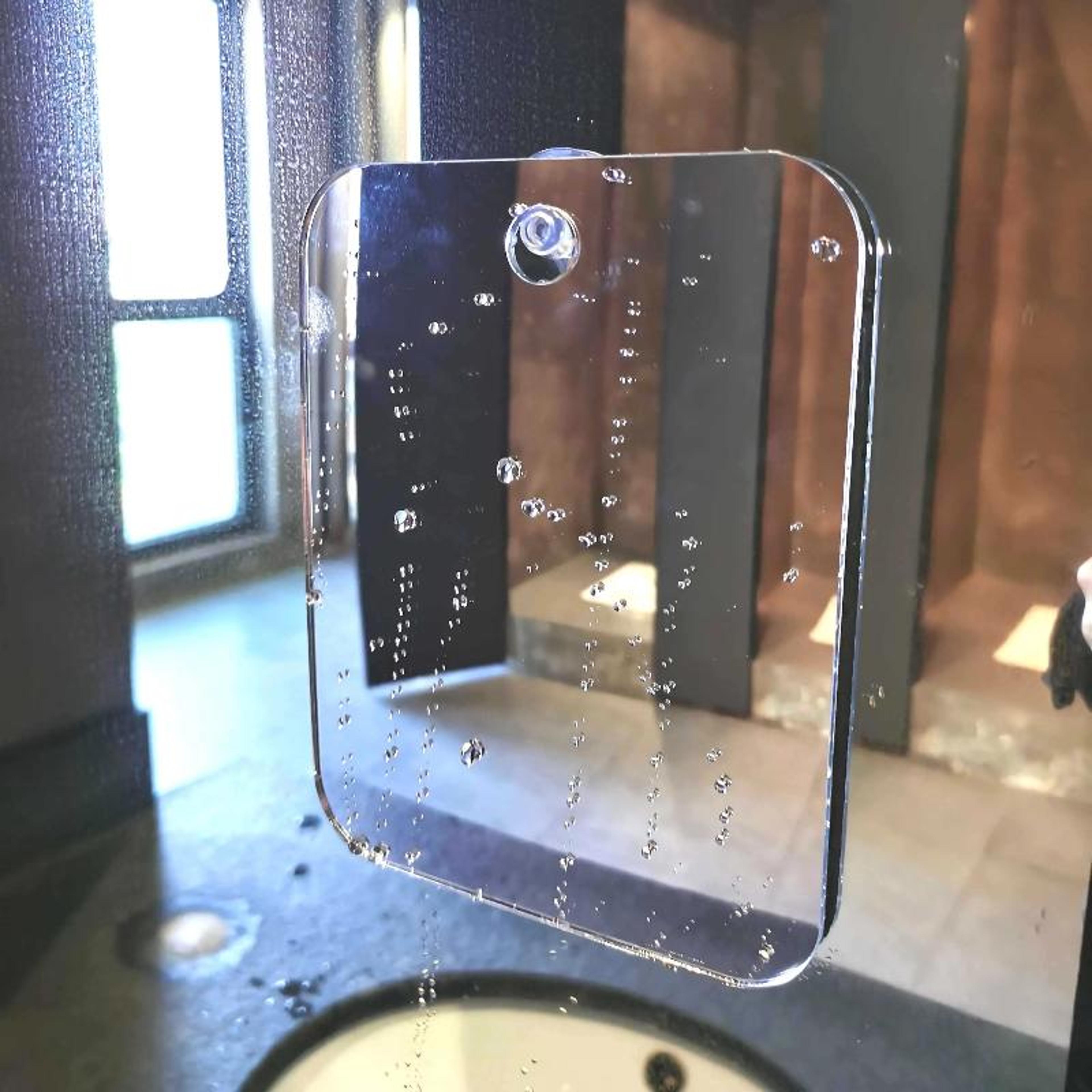 fogless shower mirror anti fog acrylic travel shaving mirror for bathroom & travel.