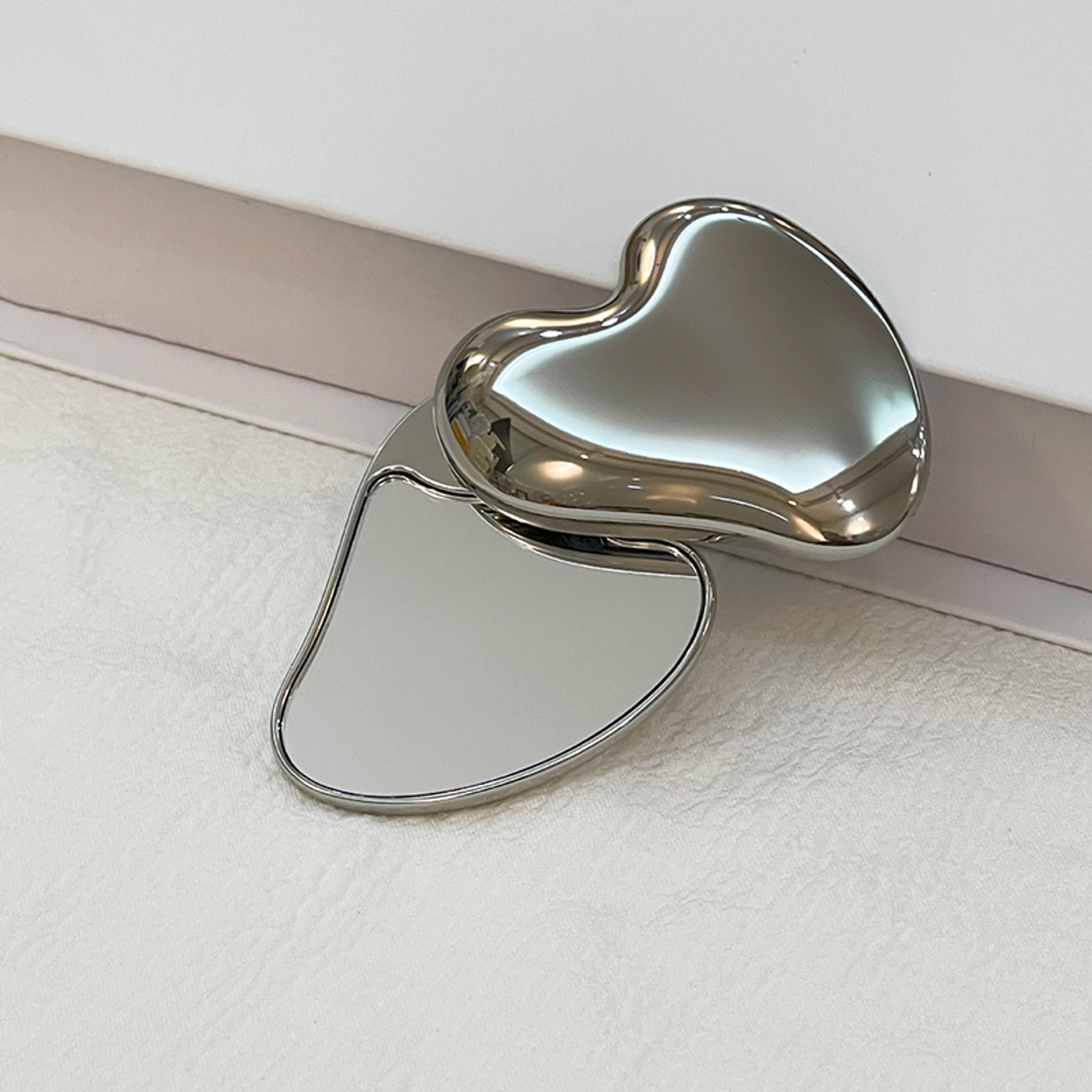heart shape portable makeup mirror cute rotating handheld cosmetic mirror for purse, travel & daily touch ups