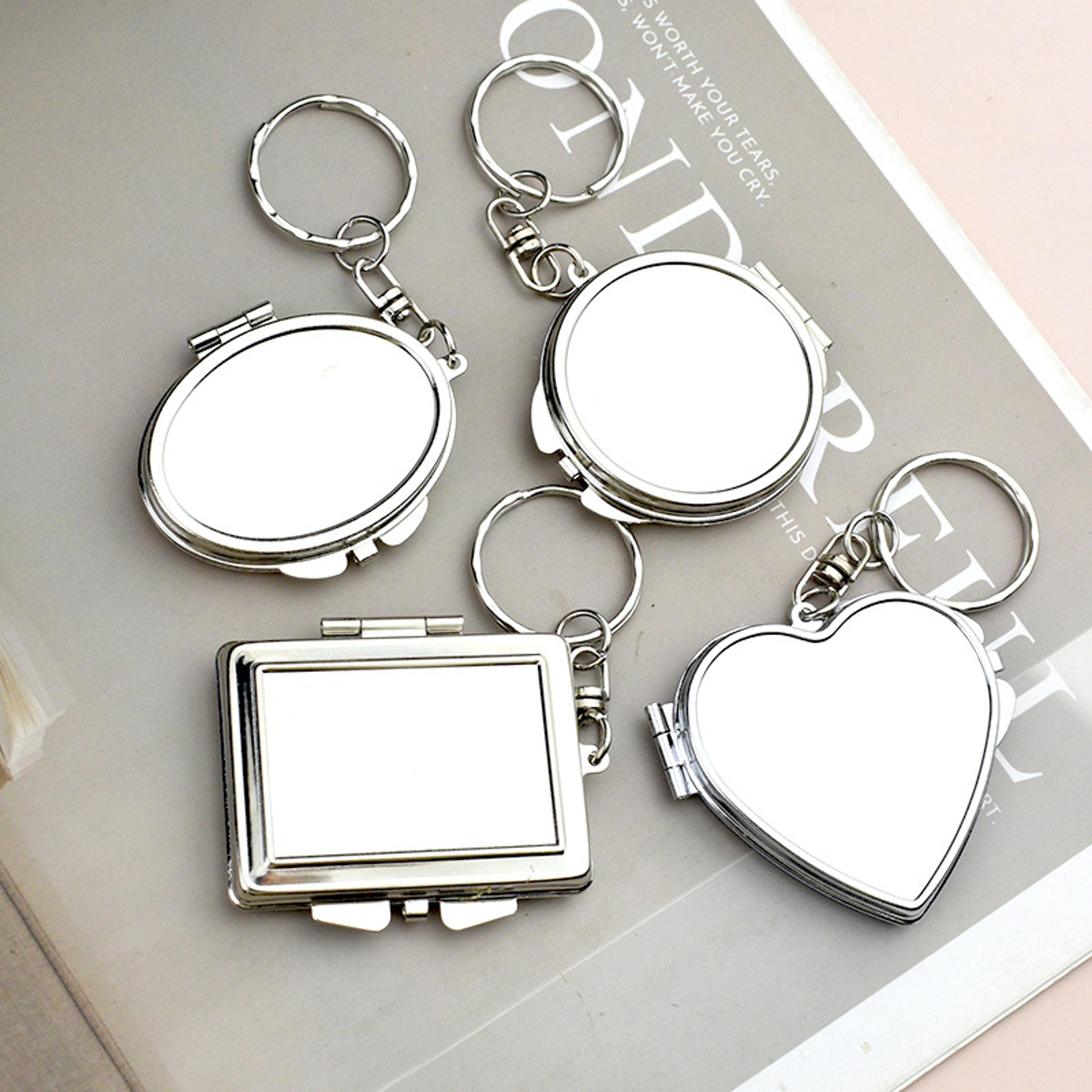 heart compact makeup mirror keychain double-sided pocket travel mirror for purse & makeup touch-ups