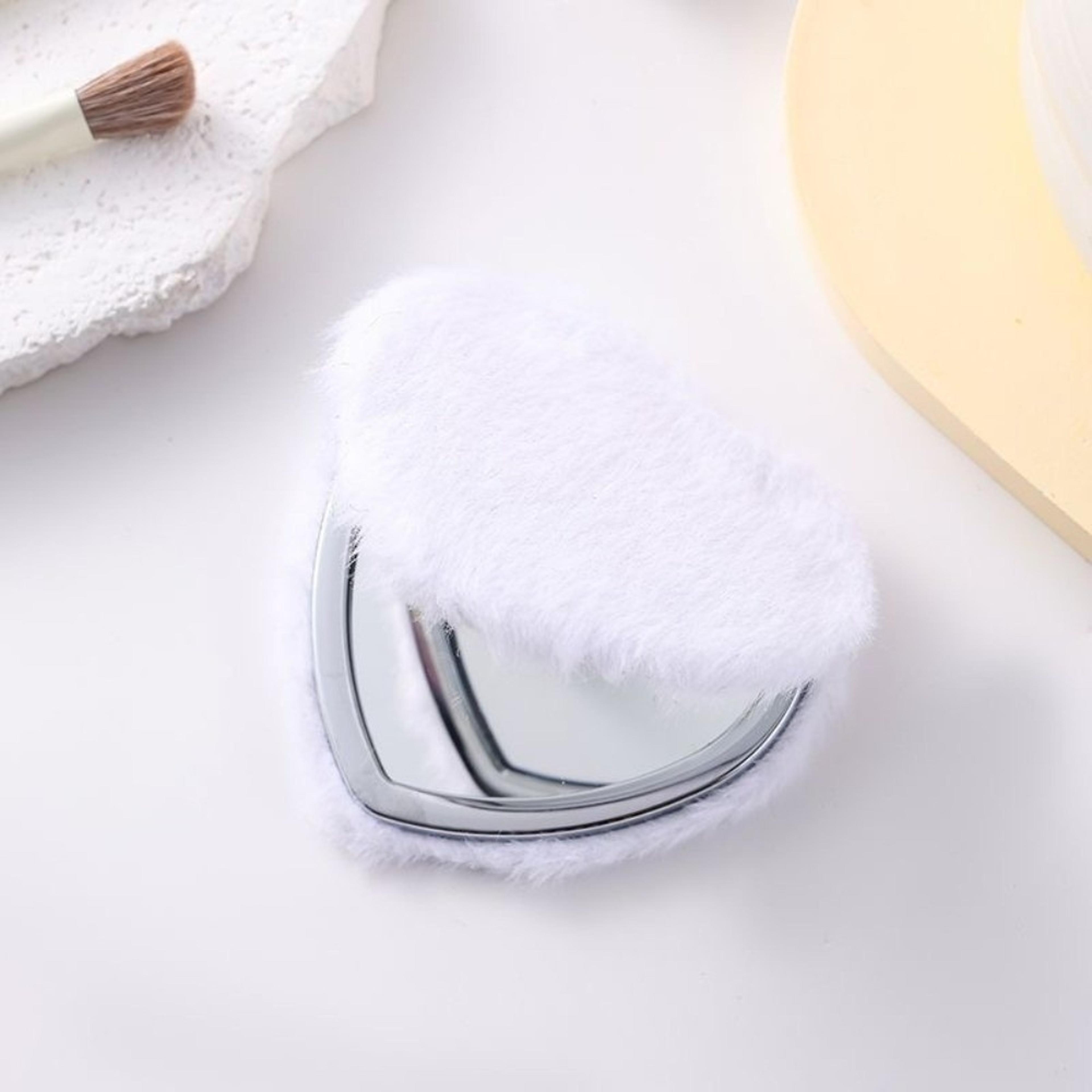 heart plush compact makeup mirror double-sided travel pocket mirror with magnifying side
