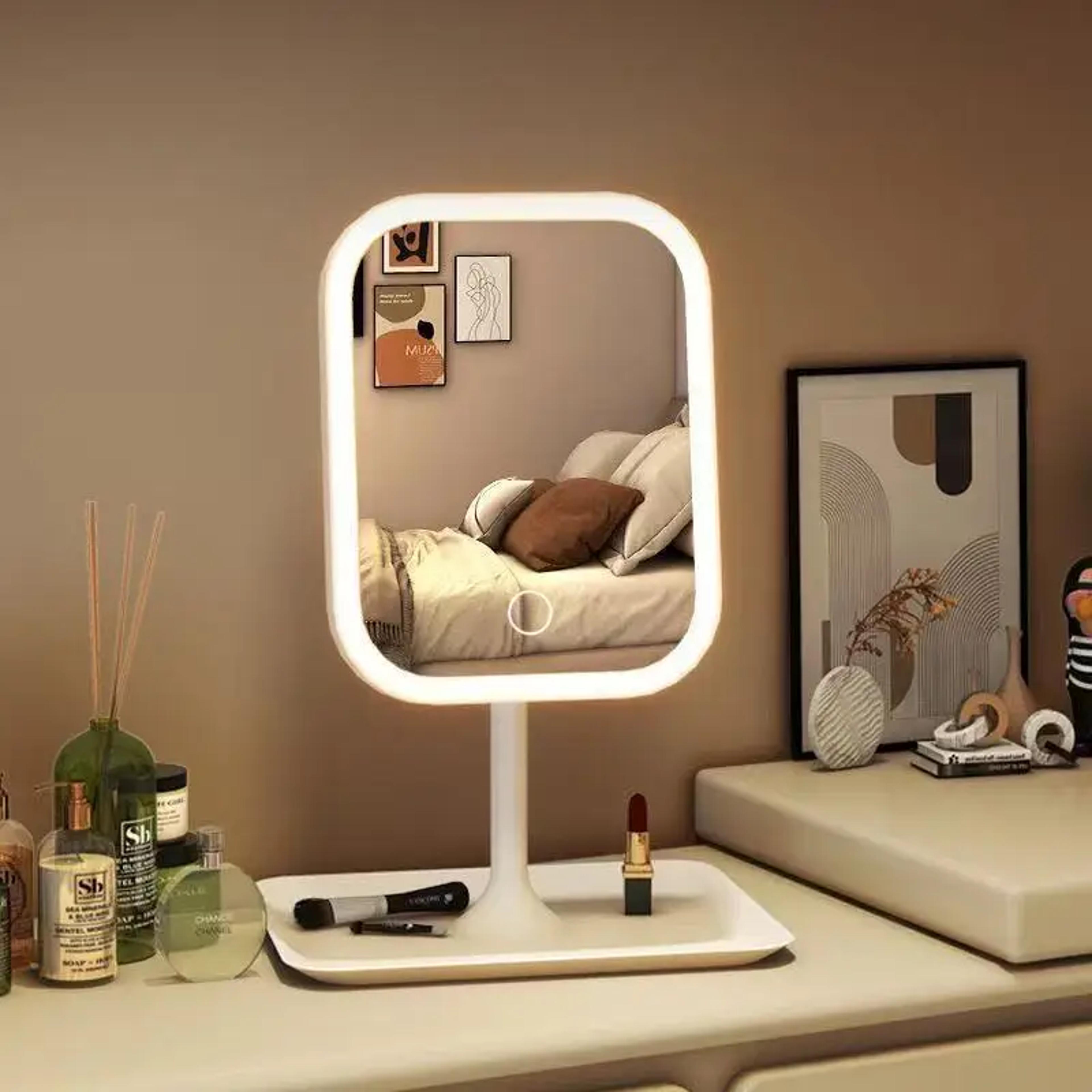 usb led makeup mirror with intelligent fill light desktop vanity mirror