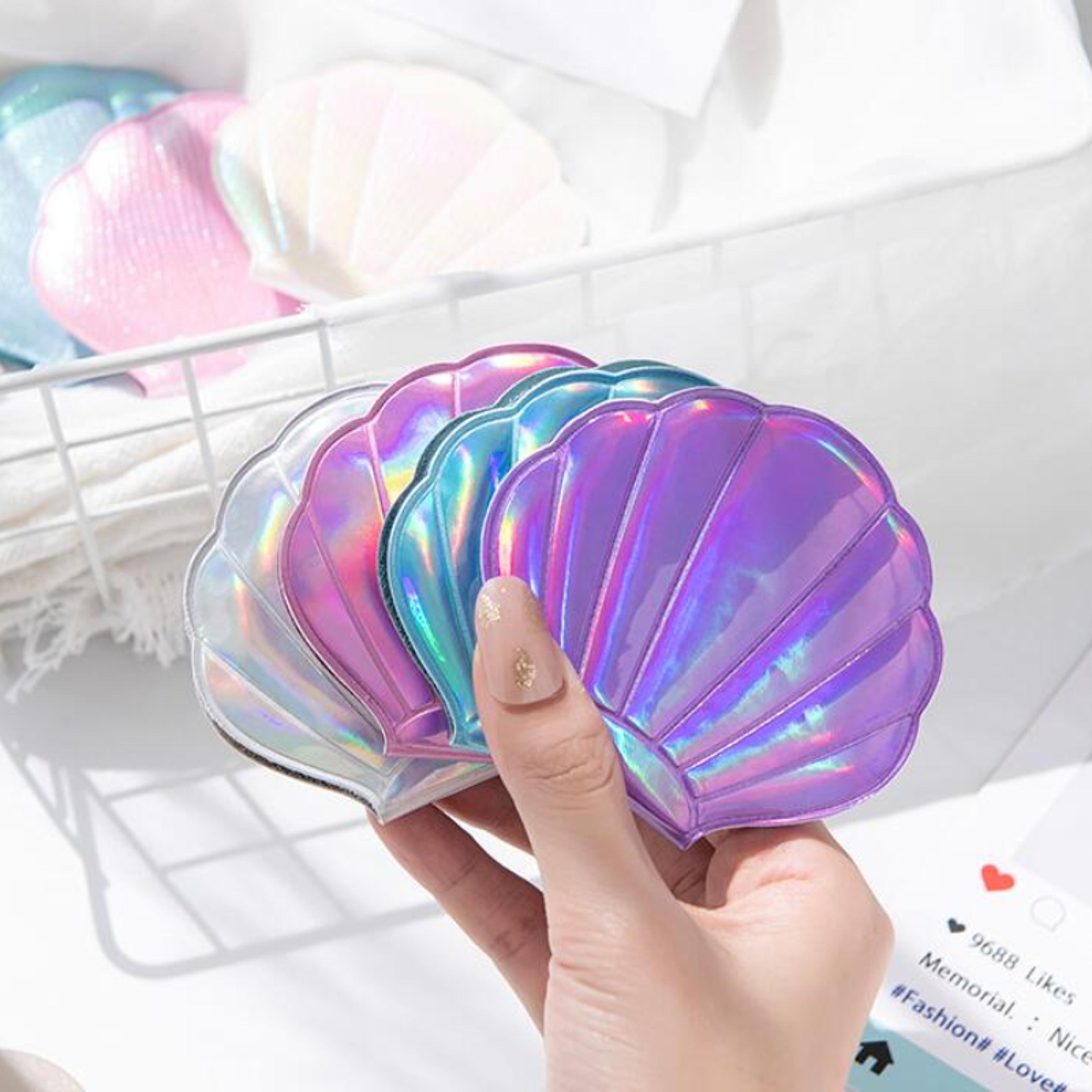 dream laser shell compact mirror with 2x magnifying double sided portable makeup mirror