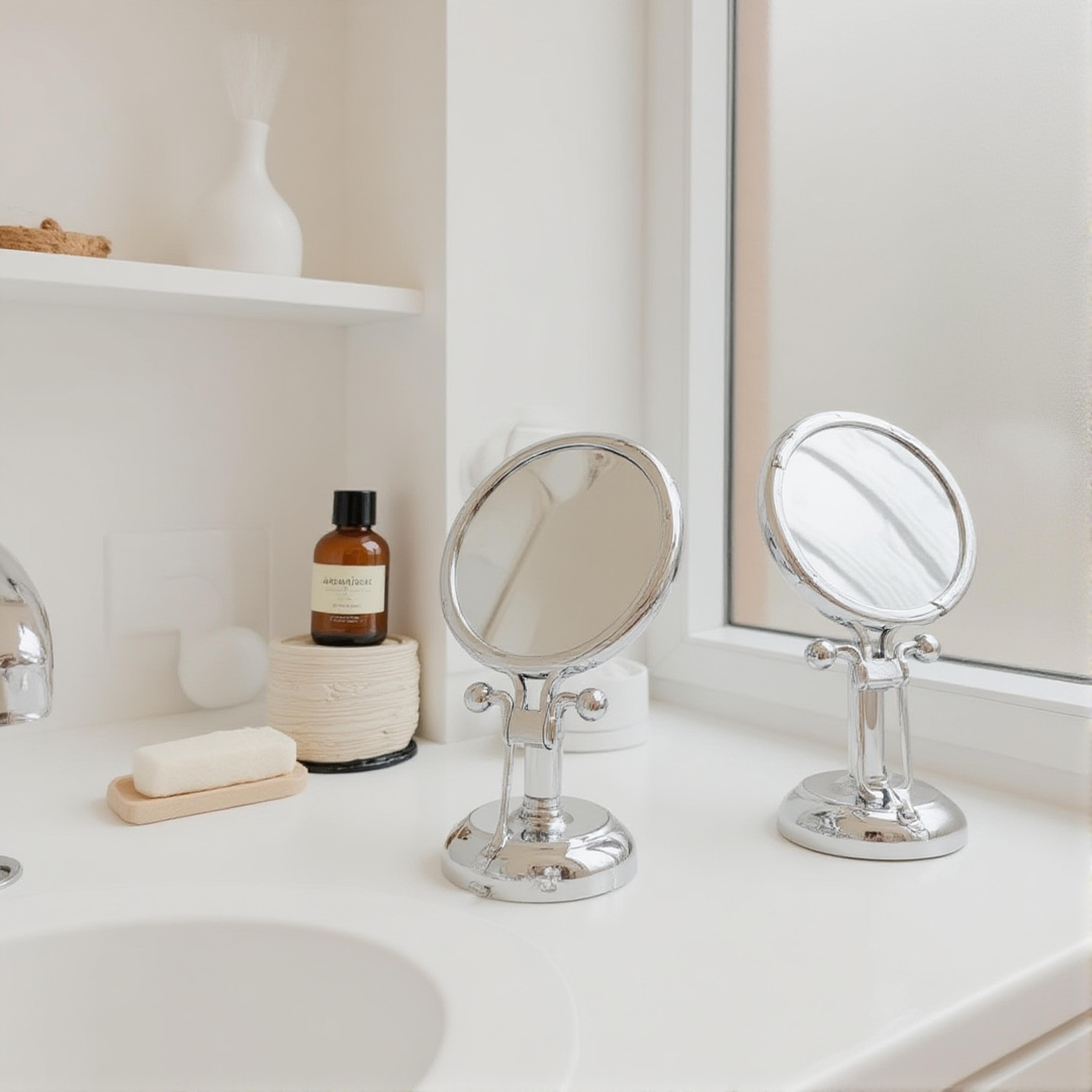 foldable double sided magnifying makeup mirror adjustable vanity mirror for desk, travel & daily beauty